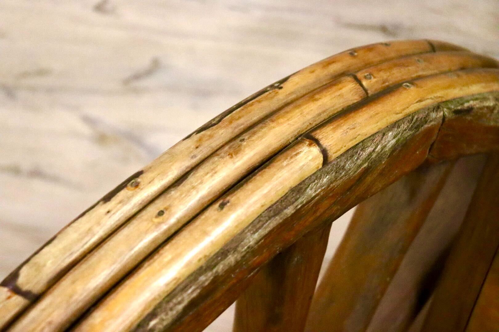 GMGS59○車輪デザインベンチ アジアン 家具 ロッキングチェア 木製 インテリア 店舗什器 ガーデン アンティーク ヴィンテージ