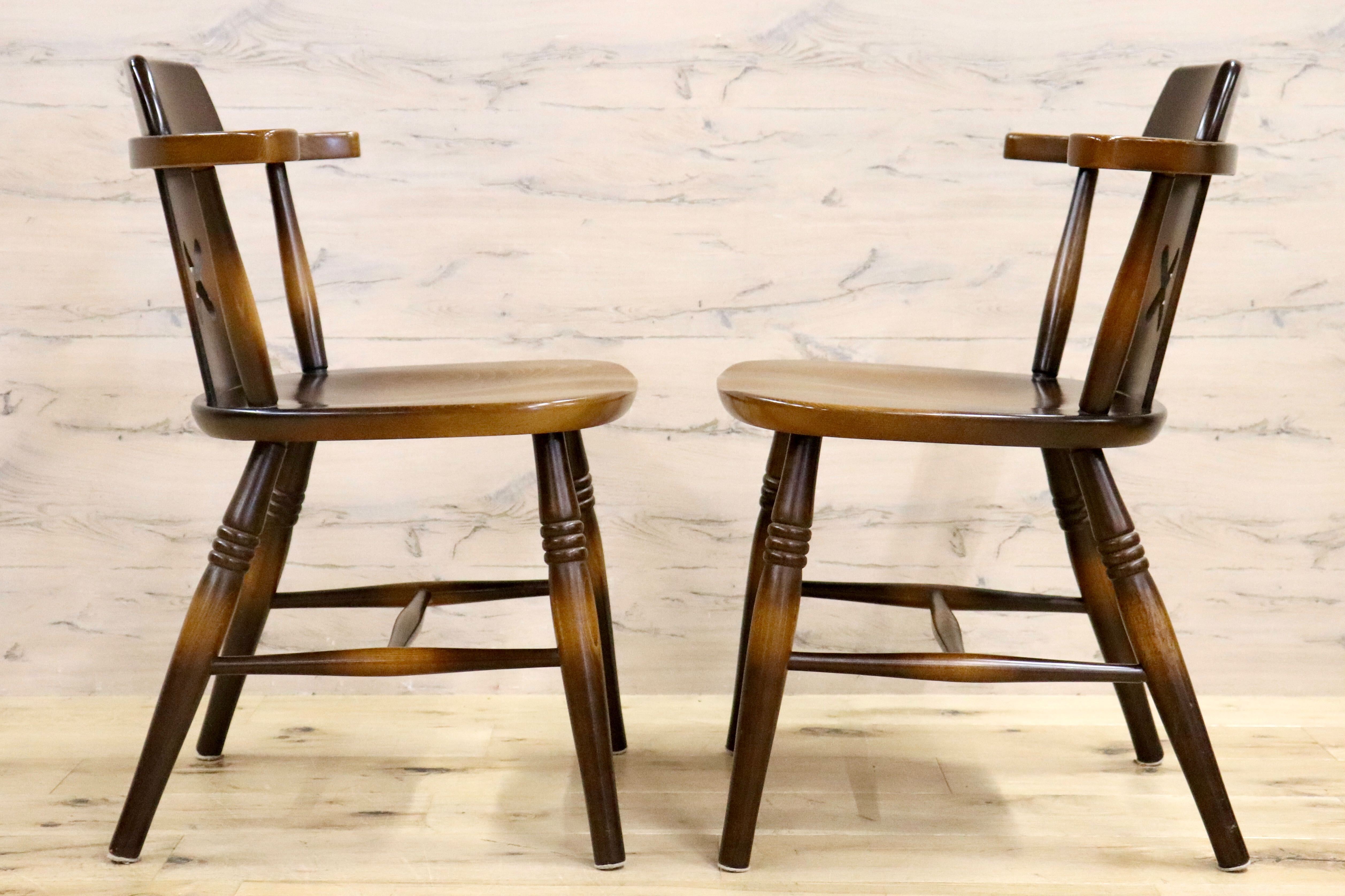 GMHK441A○飛騨産業 / HIDA キツツキ アームレスチェア ダイニングチェア 2脚セット 食卓椅子 椅子 木製 カントリー レトロ ビンテージ