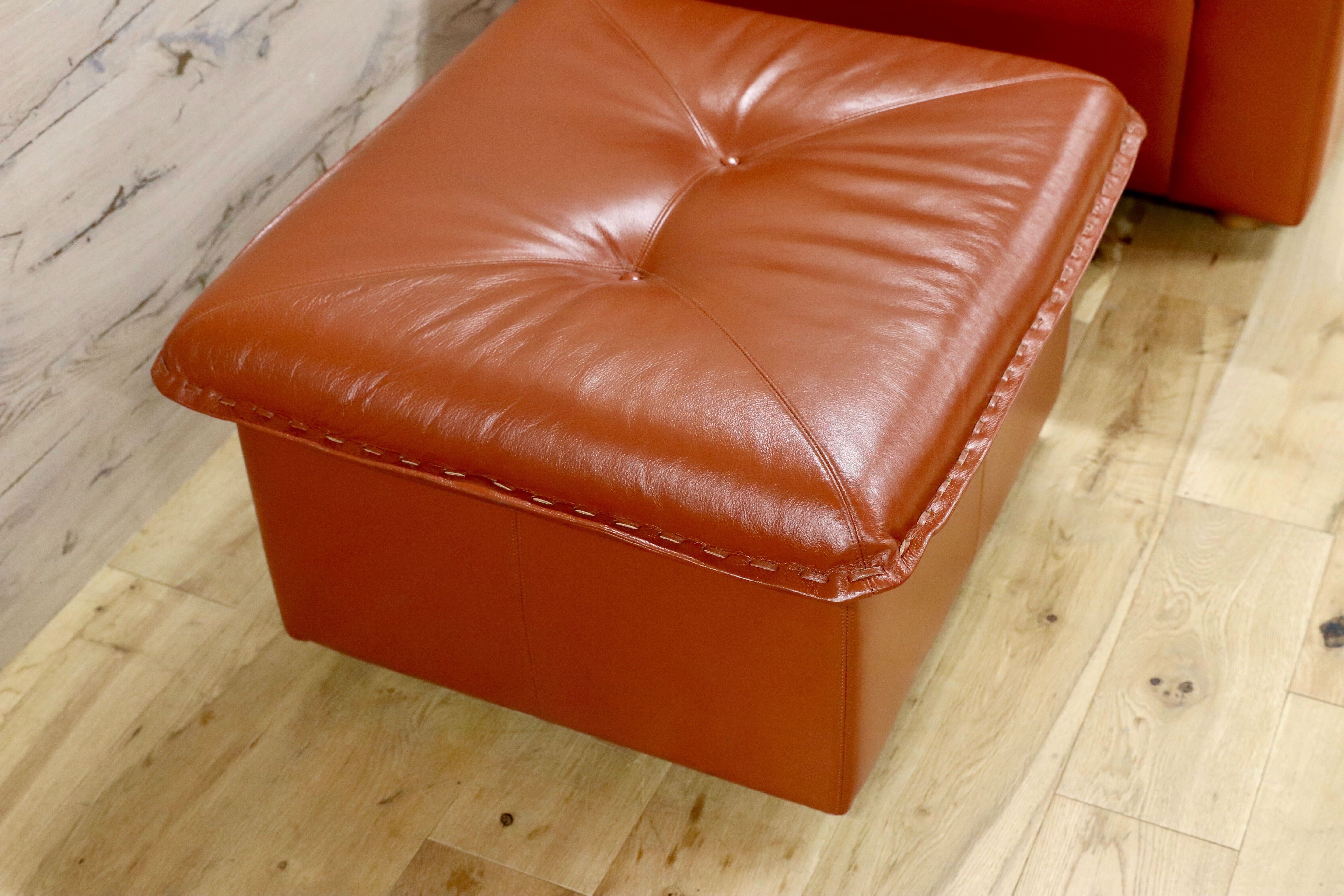 GMJS14A○冨士ファニチア / FUJI FURNITURE ラウンジチェア オットマン 本革 日本製 ヴィンテージ ラウンジソファ ジャパニーズモダン 稀少