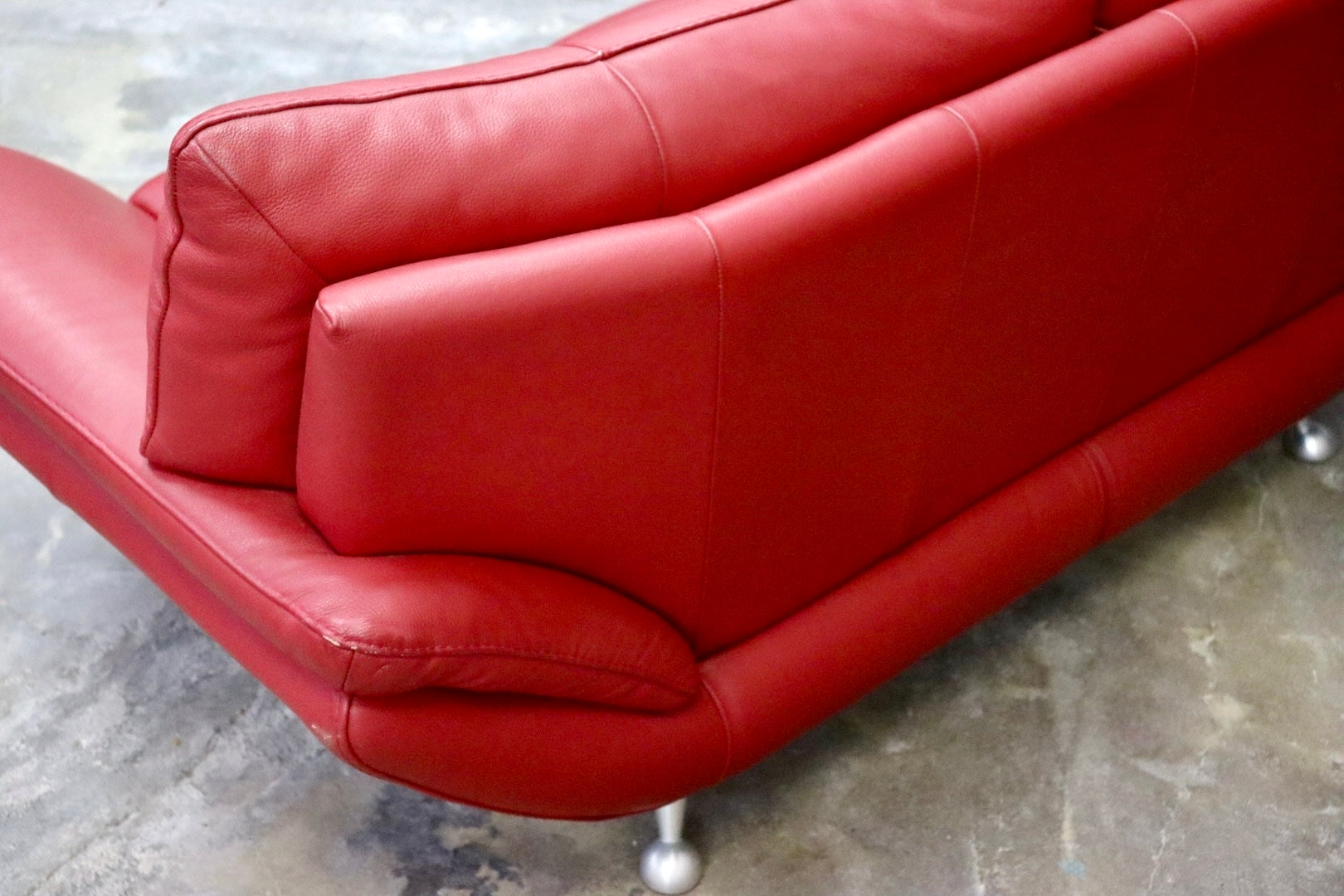 GMJS150○NICOLETTI / ニコレッティ 2人掛けソファ ラブソファ 長椅子 本革 レッド スタイリッシュ モダン 約35万 イタリア