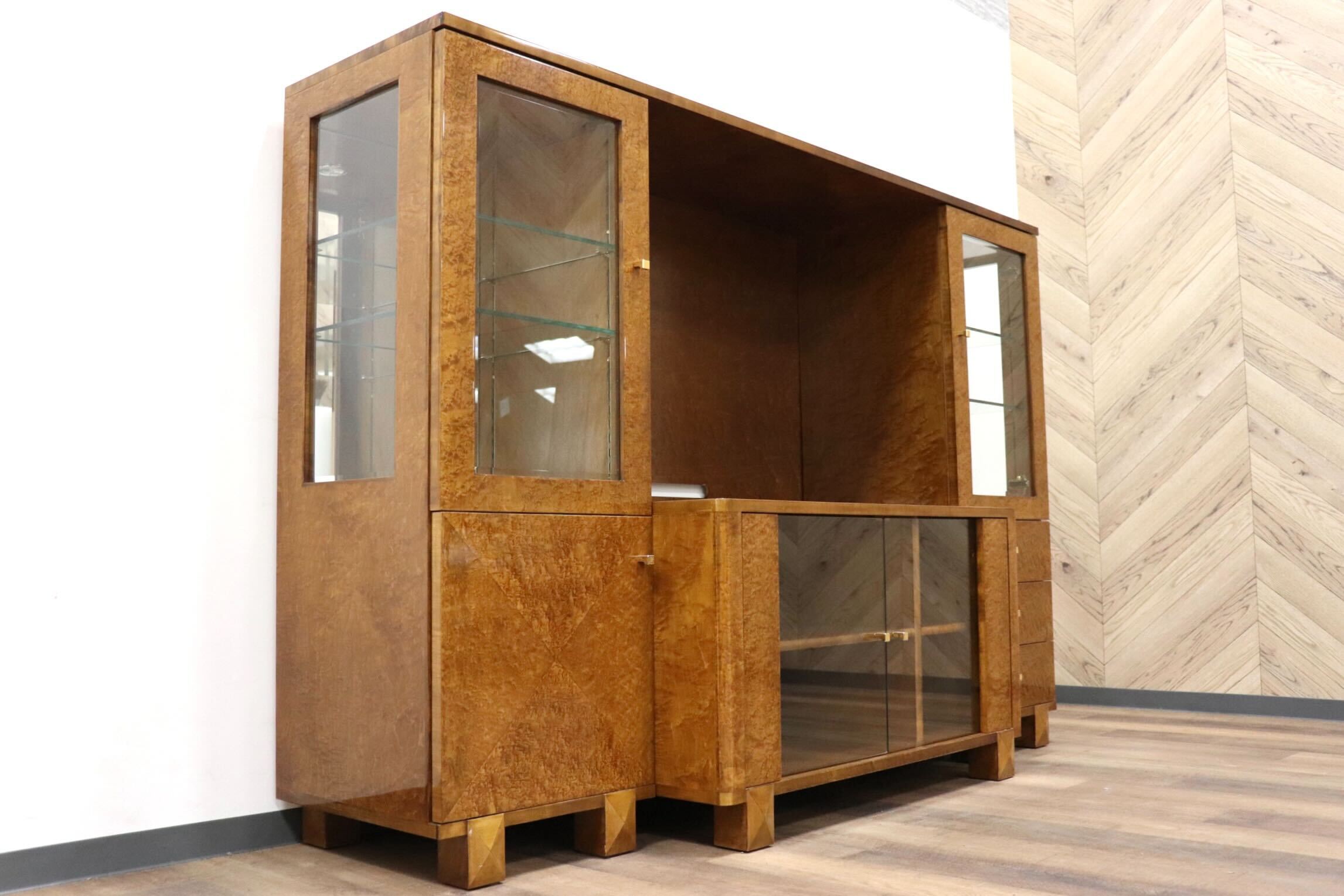 GMGN200○IDC大塚家具 SPLENDER スプレンダー バーズアイメープル TVボード 飾り棚 リビングボード キュリオ 定価約120万