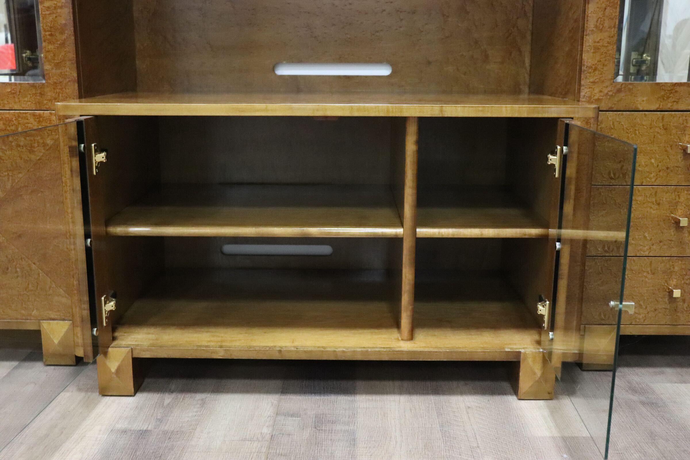 GMGN200○IDC大塚家具 SPLENDER スプレンダー バーズアイメープル TVボード 飾り棚 リビングボード キュリオ 定価約120万