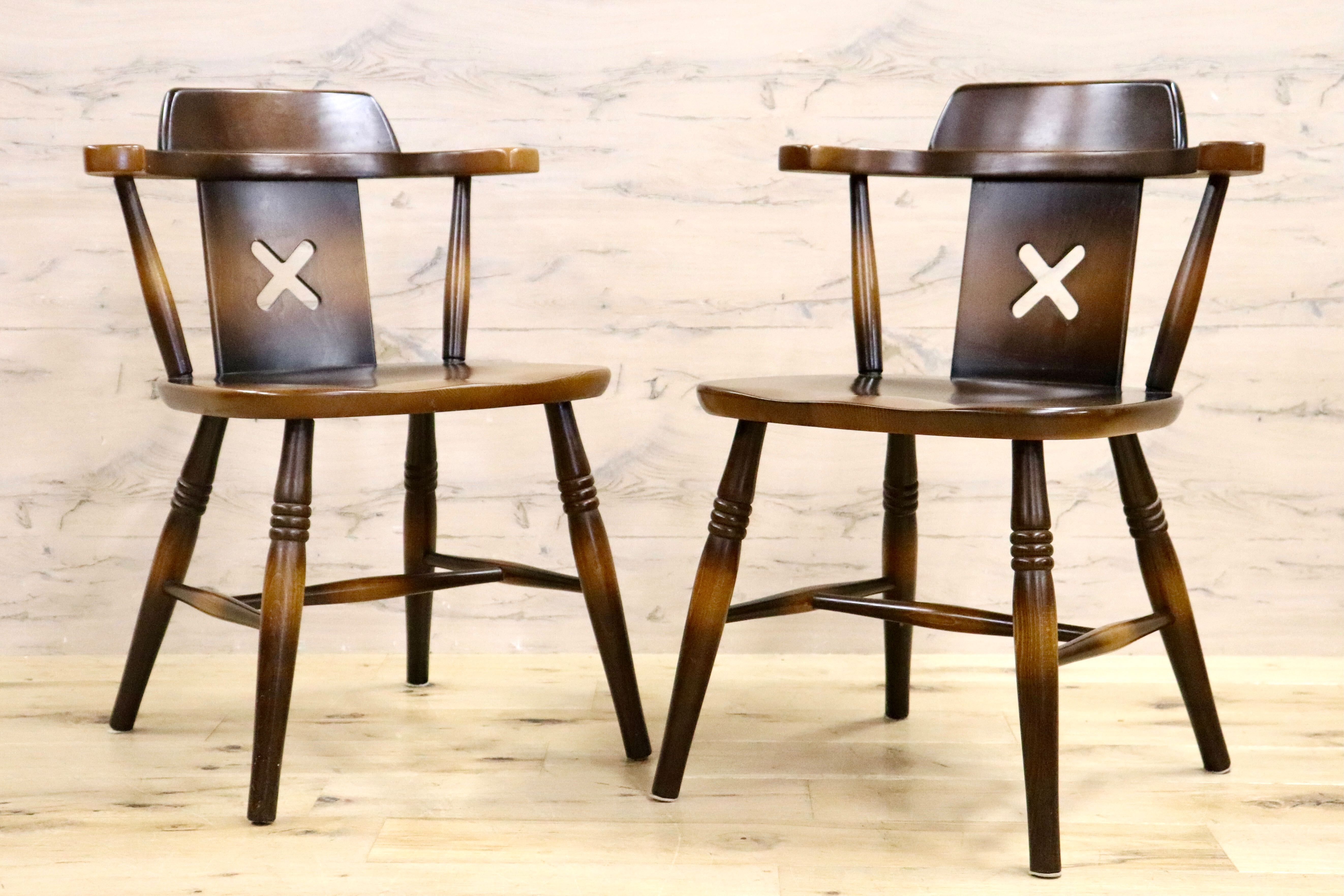 GMHK441B○飛騨産業 / HIDA キツツキ アームレスチェア ダイニングチェア 2脚セット 食卓椅子 椅子 木製 カントリー レトロ ビンテージ