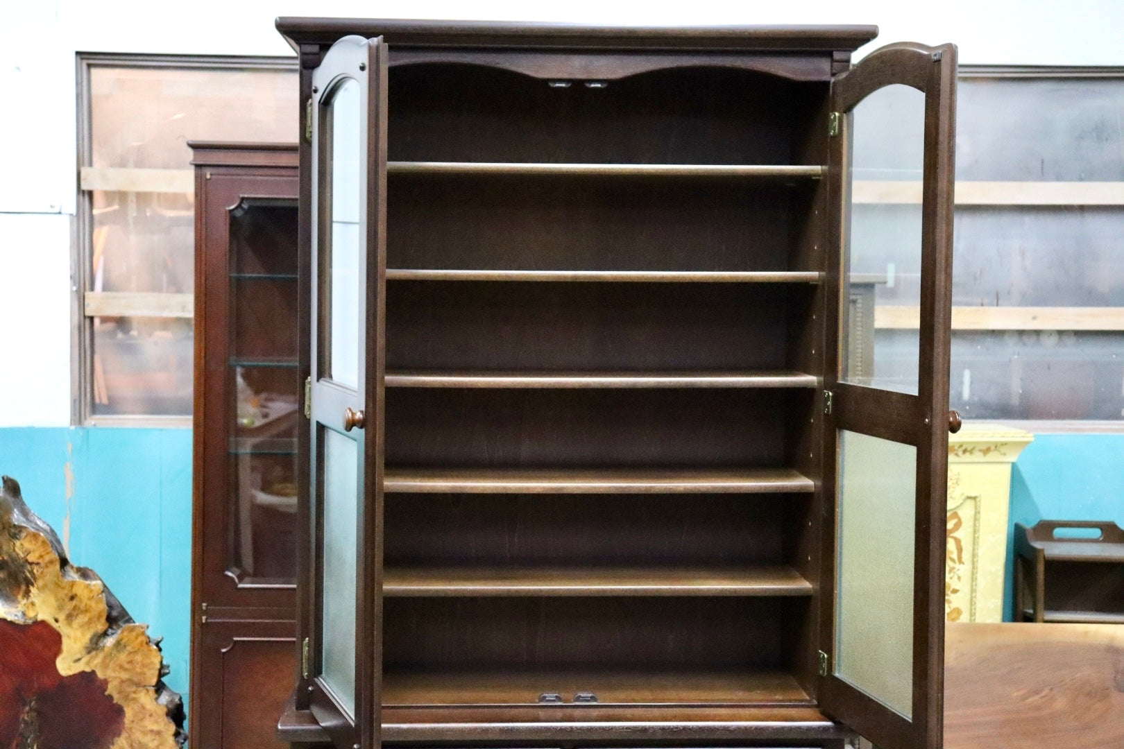 GMJS138○karimoku / カリモク ER3150 食器棚 カップボード 飾り棚 キャビネット カントリー 国産家具 レトロ 希少 美品