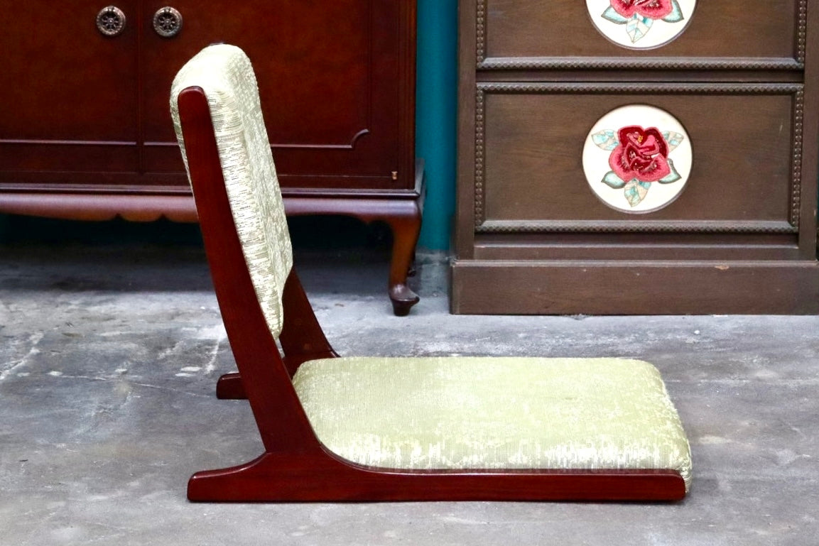 GMJK159○karimoku / カリモク 折りたたみ座椅子 木製 ファブリック 座敷 畳 オールドカリモク レトロ ヴィンテージ 国産家具