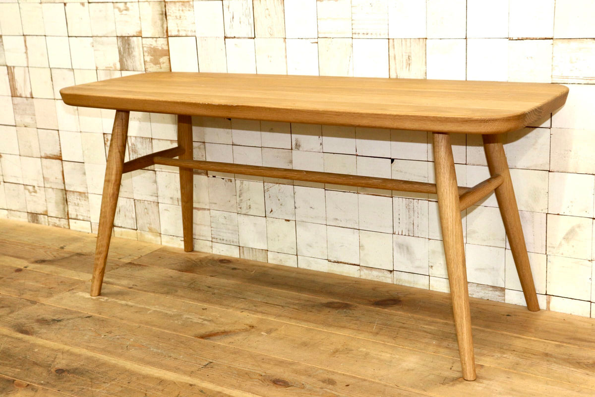 GMJS302B◯無印良品/ MUJI オーク材ベンチ 丸脚 天然木 無垢集成材 ベンチ 長椅子 スツール 北欧 ナチュラル 木製家具 希少 展示品