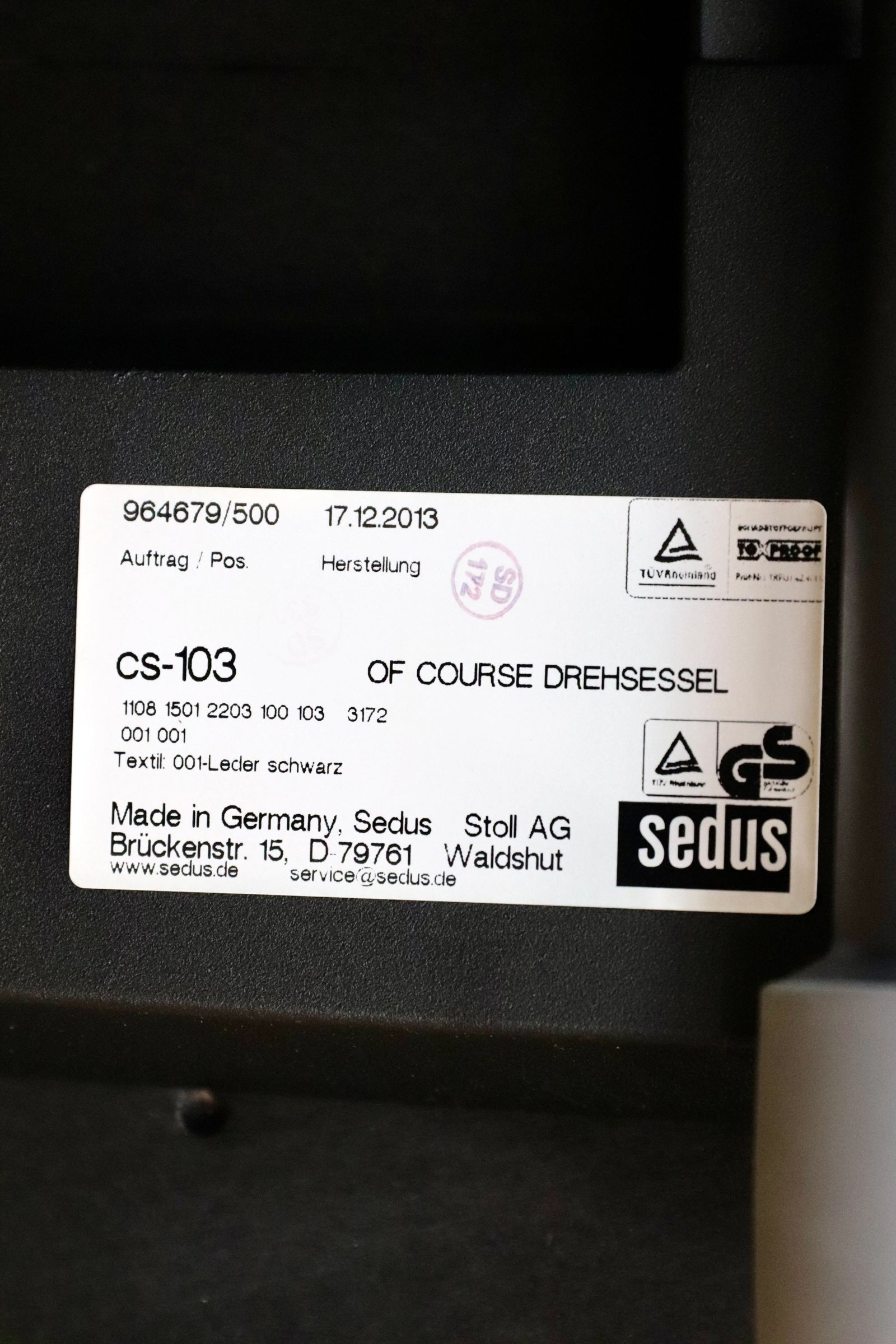 GMJK172A○SEDUS / セダス OF COURSE EXECUTIVE CS-103 エグゼクティブチェア デスクチェア オフィスチェア 総本革 ドイツ製 定価約53万円