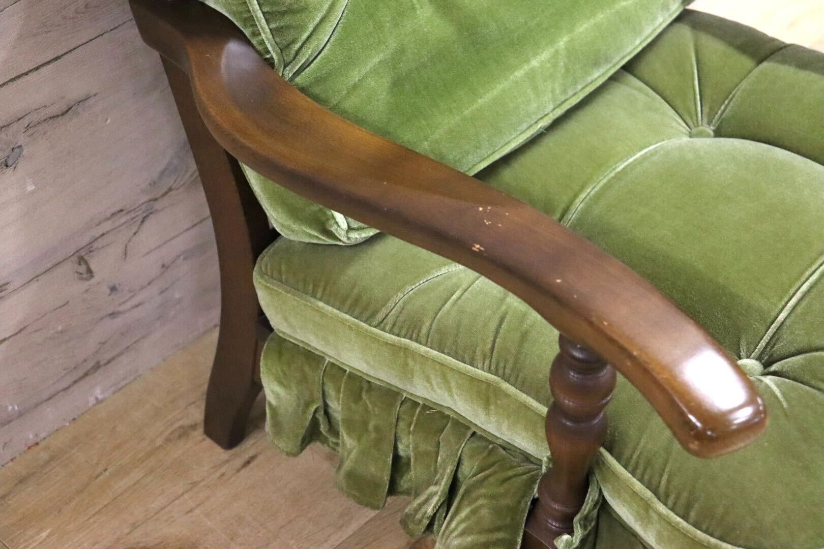 GMHH271A○飛騨産業 / HIDA キツツキ 穂高 1人掛けソファ アームチェア シングルソファ ファブリック グリーン カントリー ヴィンテージ