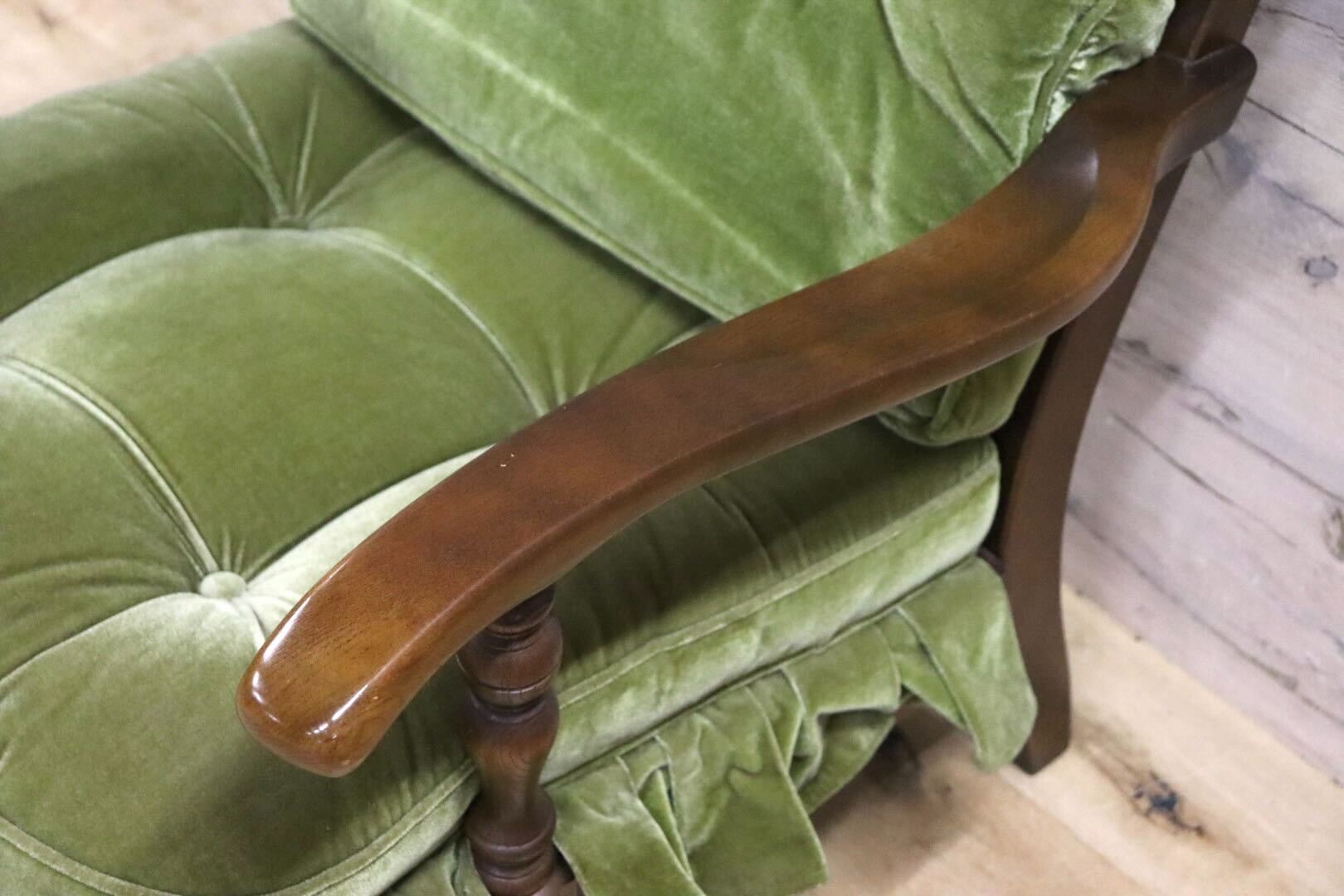 GMHH271A○飛騨産業 / HIDA キツツキ 穂高 1人掛けソファ アームチェア シングルソファ ファブリック グリーン カントリー ヴィンテージ