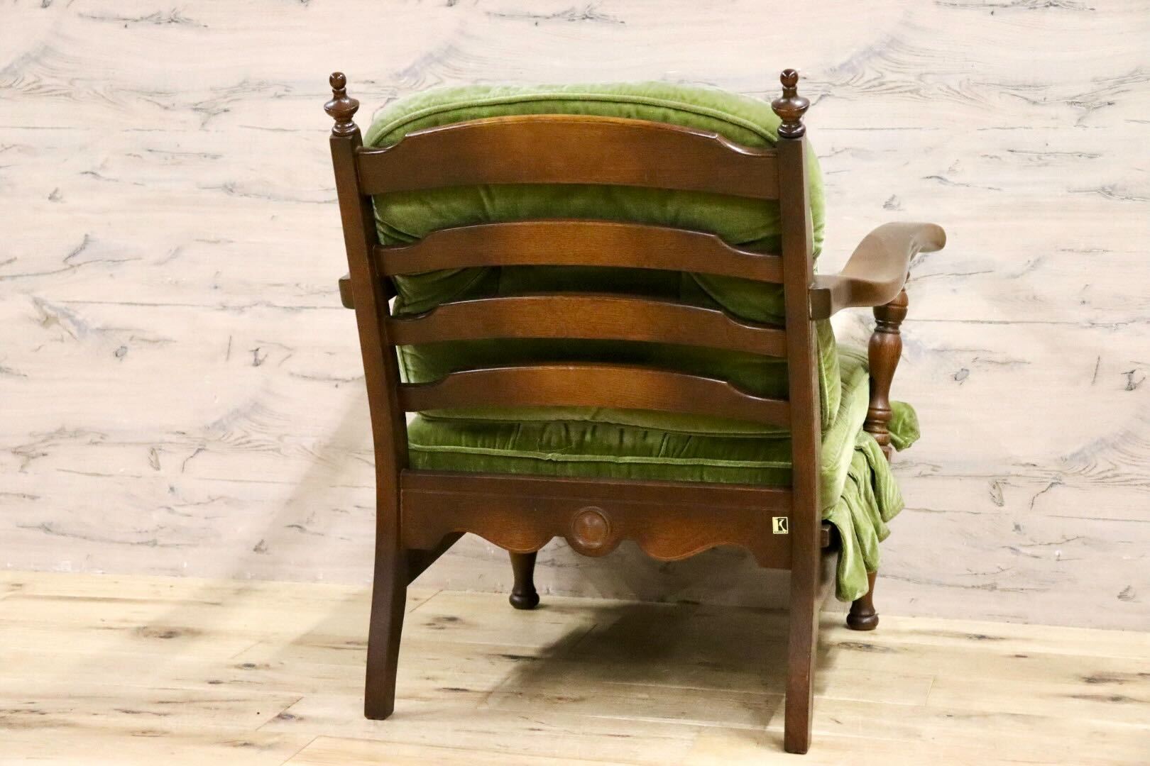 GMHH271A○飛騨産業 / HIDA キツツキ 穂高 1人掛けソファ アームチェア シングルソファ ファブリック グリーン カントリー ヴィンテージ