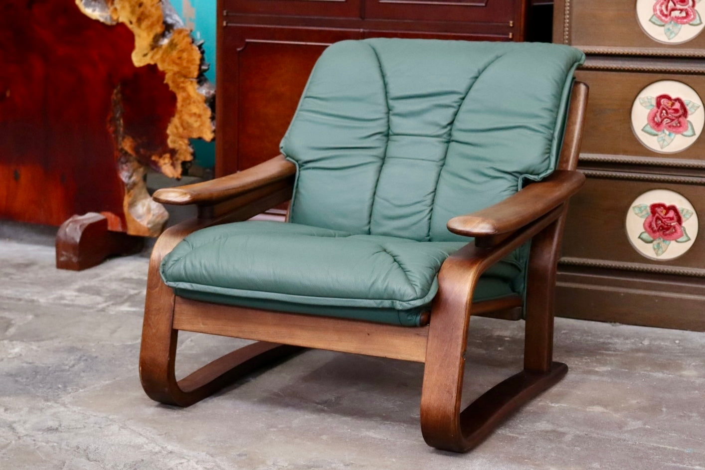 GMJH224B○冨士ファニチア / FUJI FURNITURE 1人掛けソファ シングルソファ 木製 本革 ヴィンテージ クラシック 国産家具
