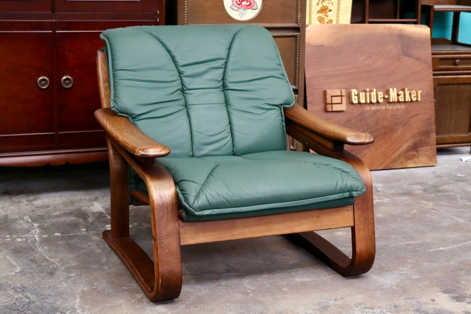 GMJH224B○冨士ファニチア / FUJI FURNITURE 1人掛けソファ シングルソファ 木製 本革 ヴィンテージ クラシック 国産家具