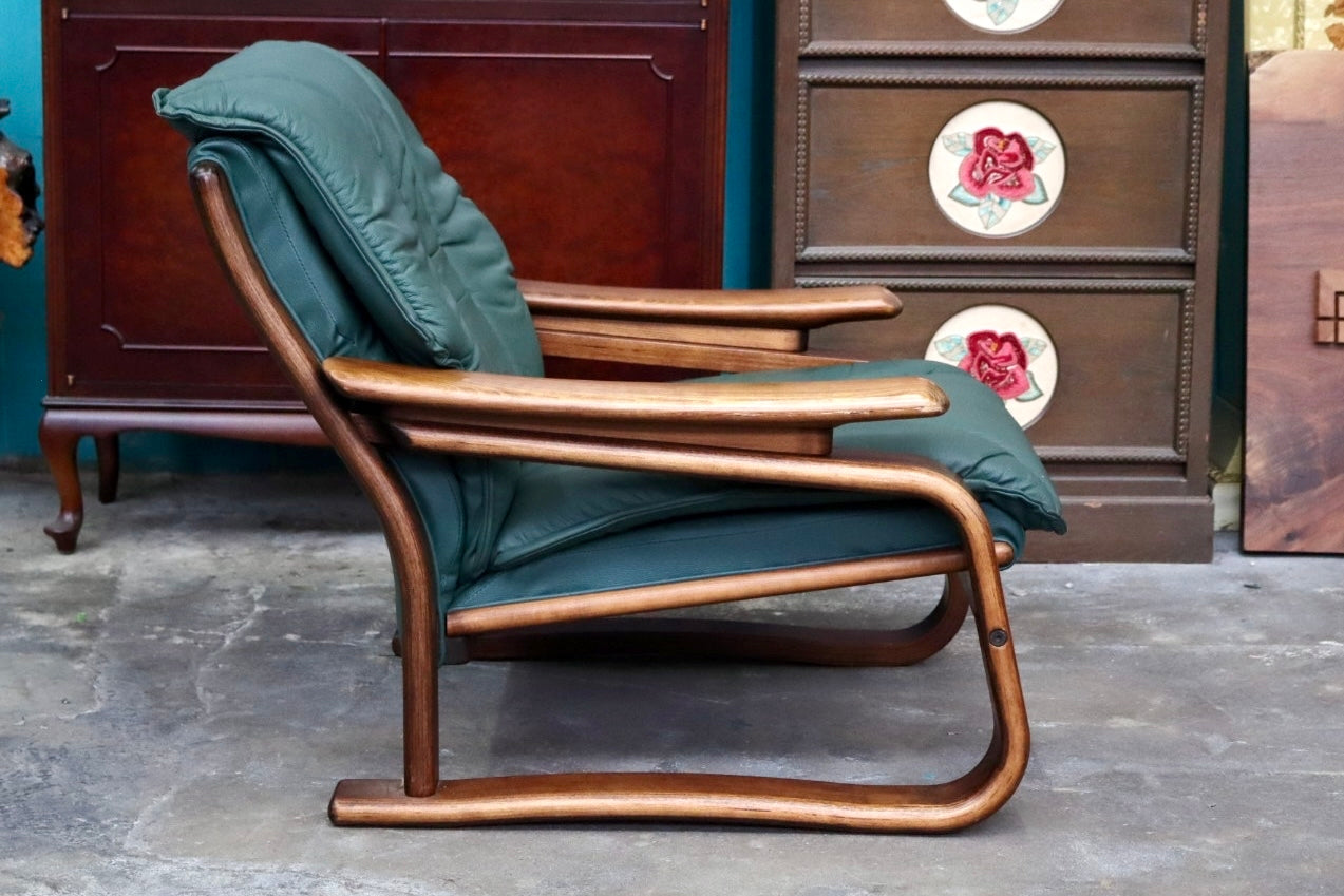 GMJH224B○冨士ファニチア / FUJI FURNITURE 1人掛けソファ シングルソファ 木製 本革 ヴィンテージ クラシック 国産家具