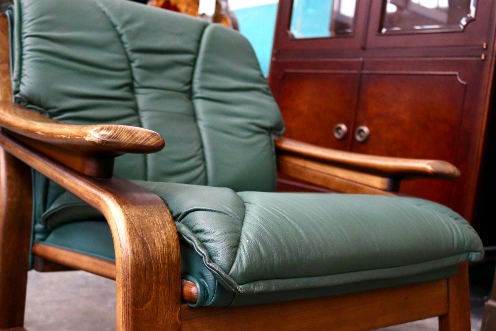 GMJH224B○冨士ファニチア / FUJI FURNITURE 1人掛けソファ シングルソファ 木製 本革 ヴィンテージ クラシック 国産家具