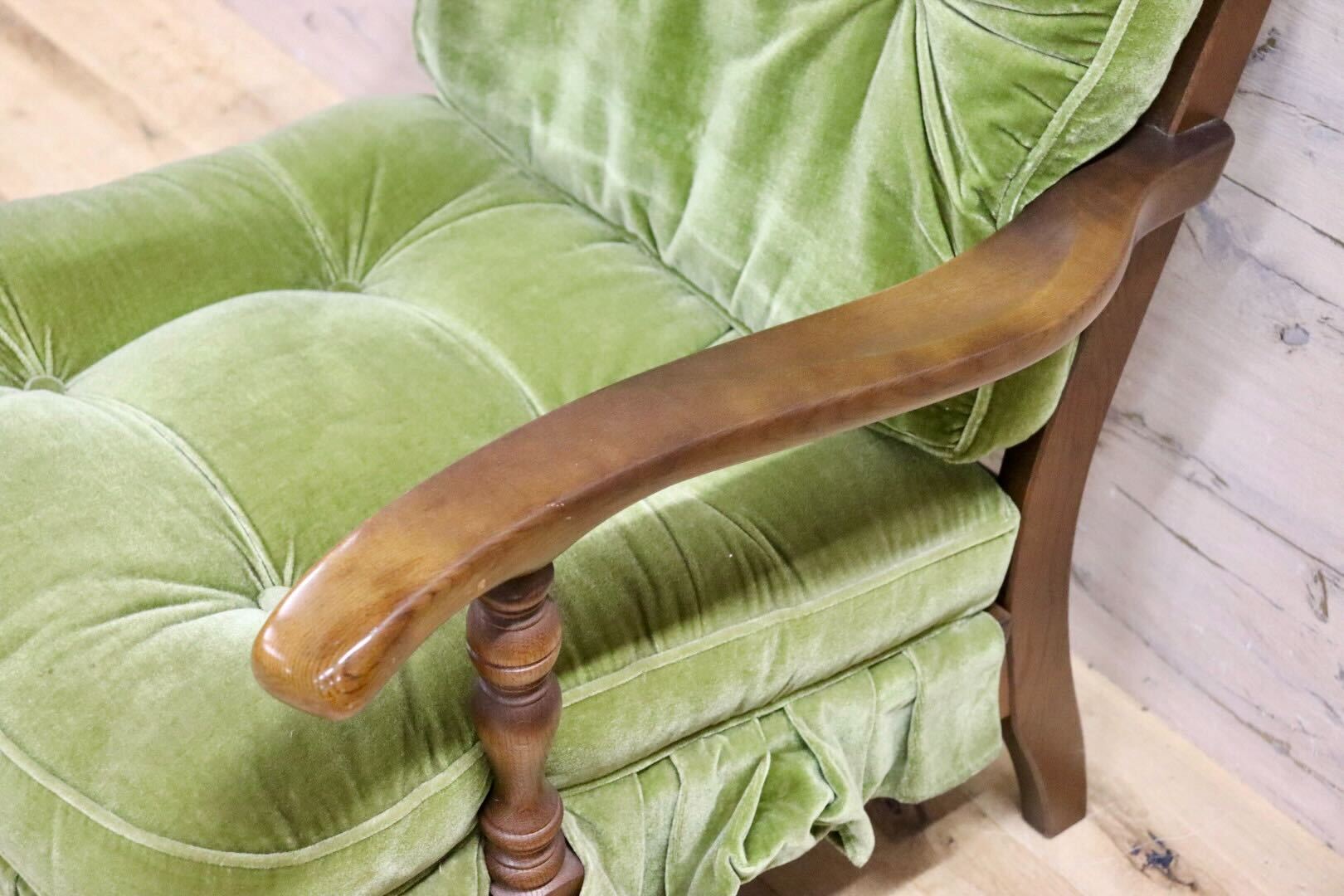 GMHH271B○飛騨産業 / HIDA キツツキ 穂高 1人掛けソファ アームチェア シングルソファ ファブリック グリーン カントリー ヴィンテージ