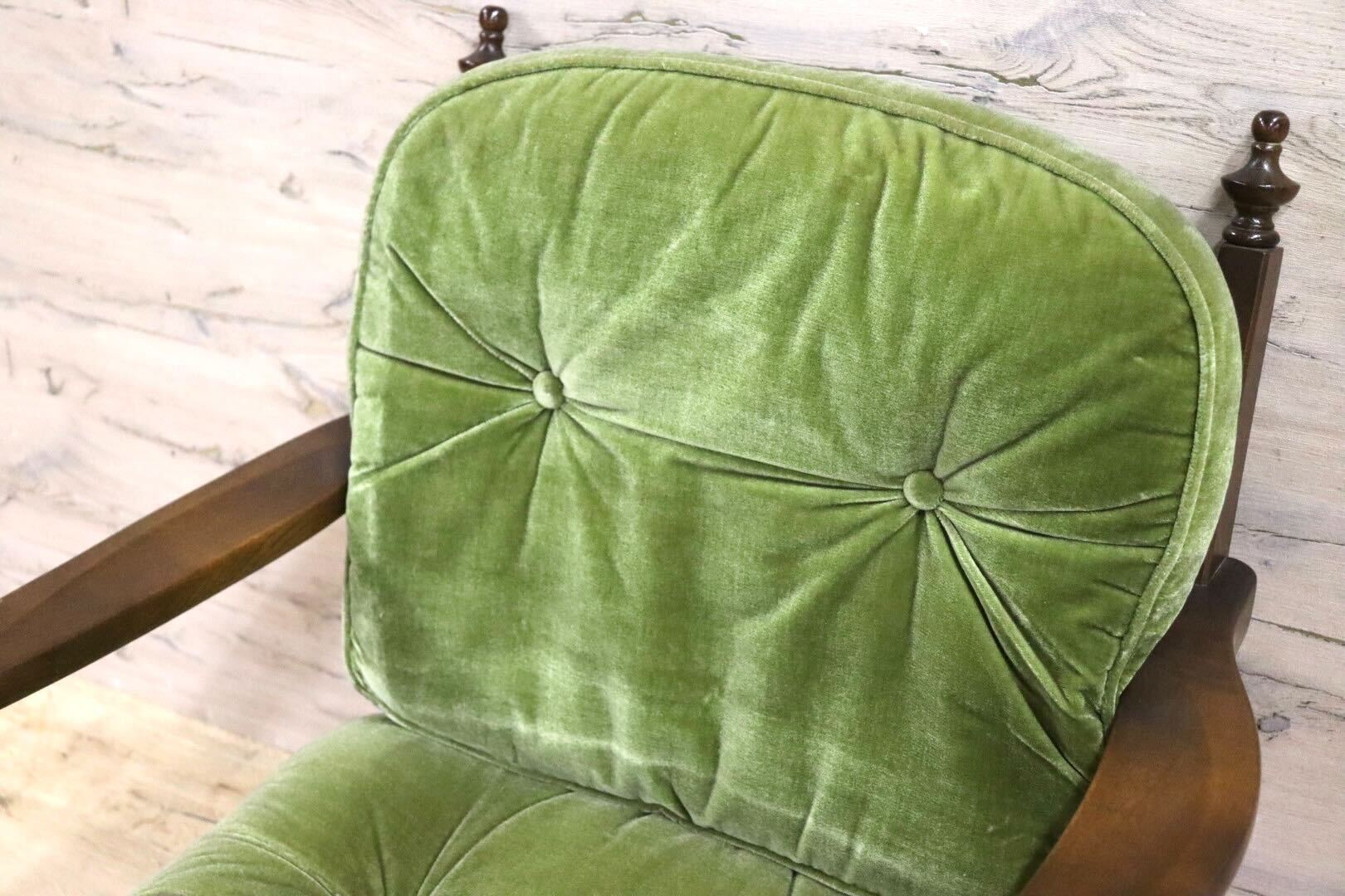 GMHH271B○飛騨産業 / HIDA キツツキ 穂高 1人掛けソファ アームチェア シングルソファ ファブリック グリーン カントリー ヴィンテージ