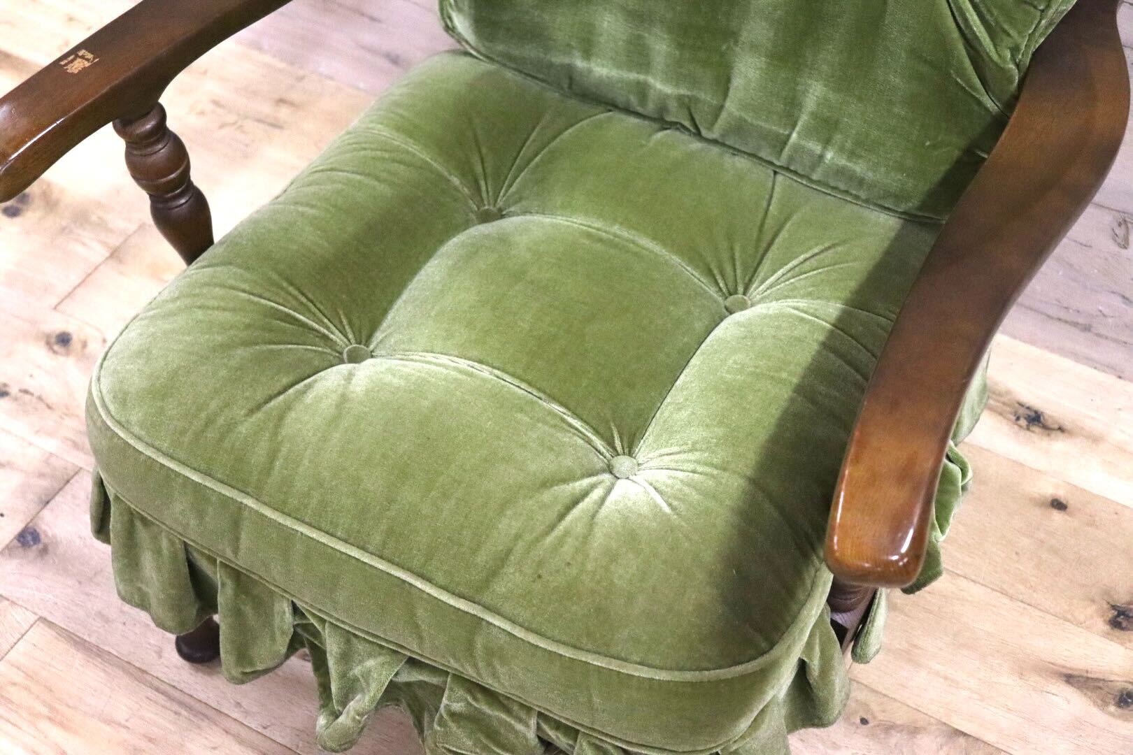 GMHH271B○飛騨産業 / HIDA キツツキ 穂高 1人掛けソファ アームチェア シングルソファ ファブリック グリーン カントリー ヴィンテージ