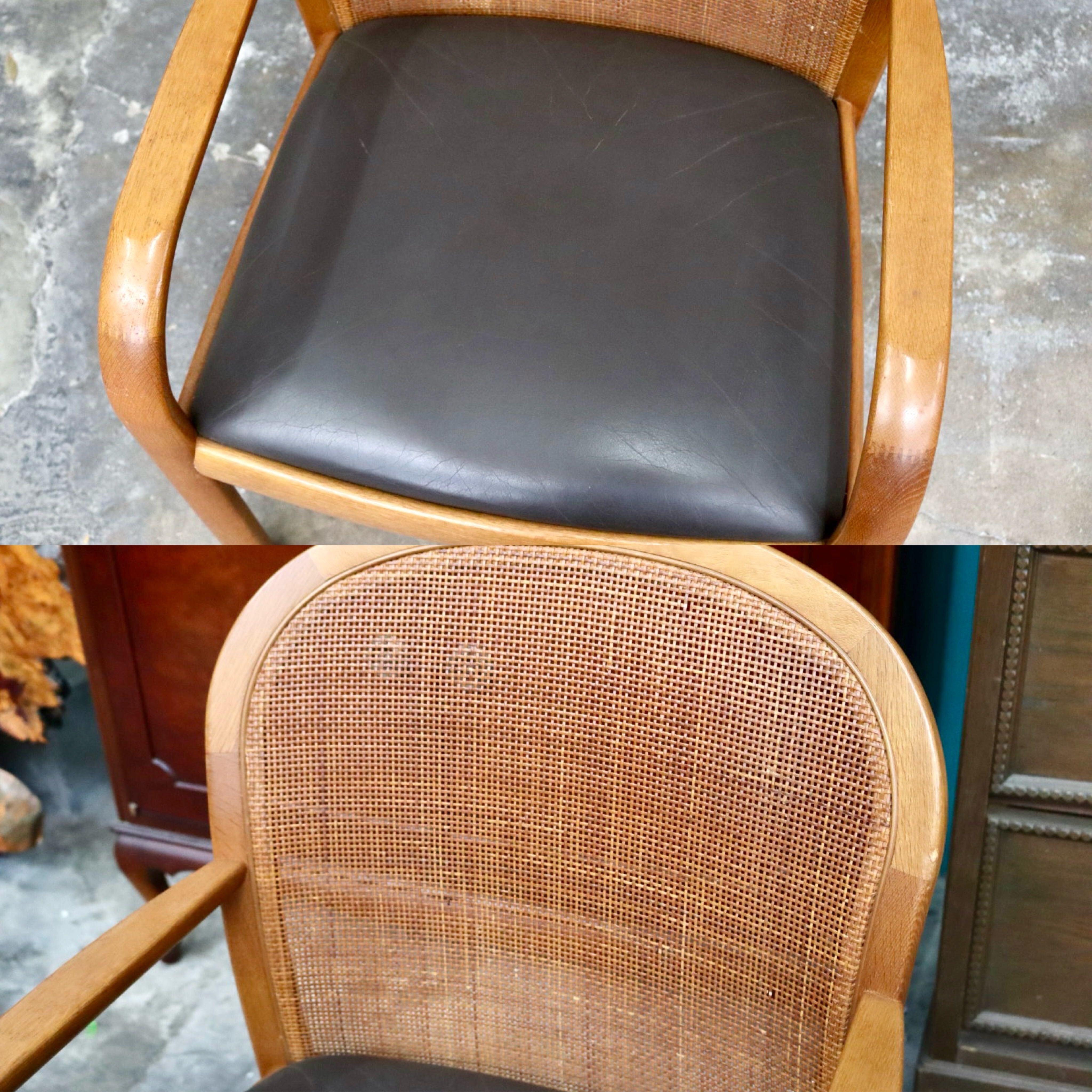 GMJH301L○karimoku / カリモク ダイニングチェア 食卓椅子 アームチェア 椅子 本革 和モダン レトロ 国産家具