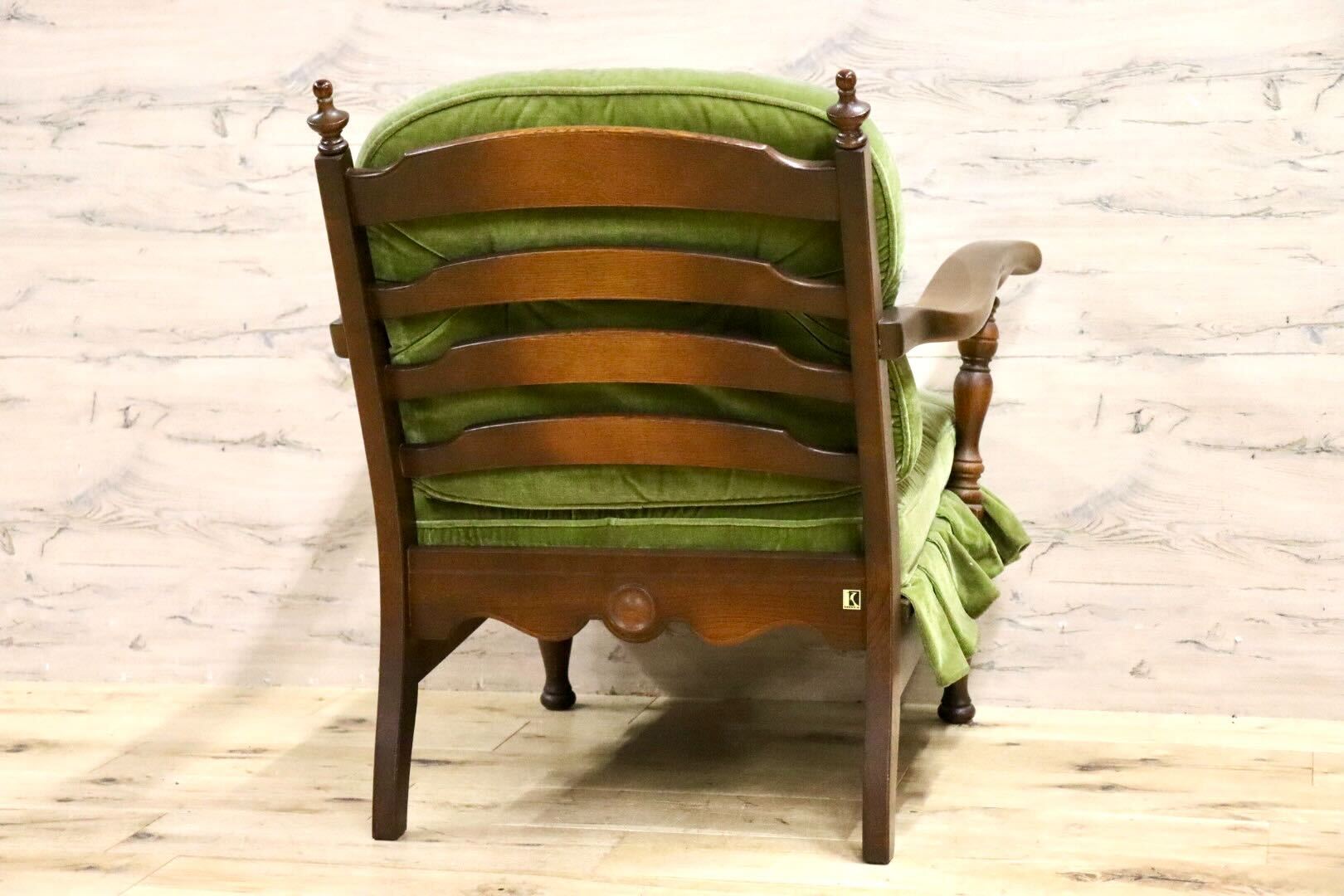 GMHH271B○飛騨産業 / HIDA キツツキ 穂高 1人掛けソファ アームチェア シングルソファ ファブリック グリーン カントリー ヴィンテージ