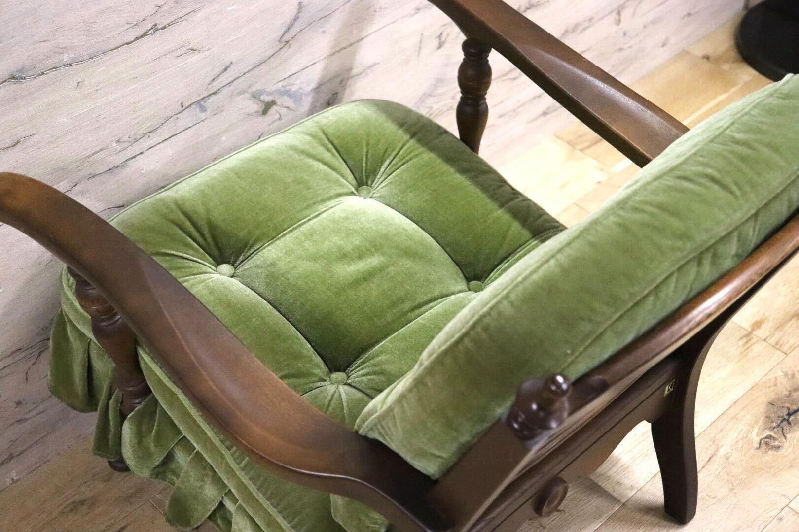 GMHH271B○飛騨産業 / HIDA キツツキ 穂高 1人掛けソファ アームチェア シングルソファ ファブリック グリーン カントリー ヴィンテージ