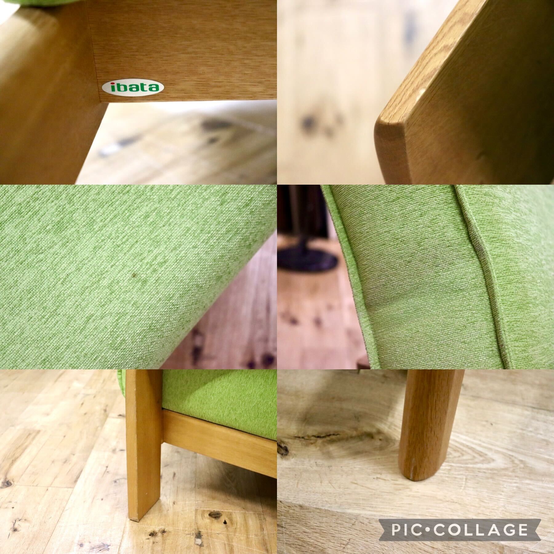 GMHN46○イバタインテリア / ibata 2.5人掛けソファ ラブソファ 長椅子 ファブリック ライムグリーン カバーリング モダン 展示品