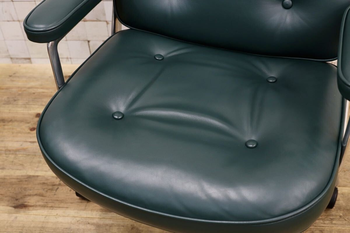 GMJO87C○Herman Miller / ハーマンミラー イームズ エグゼクティブチェア タイムライフチェア 本革 グリーン チャールズ&レイ 定価約95万
