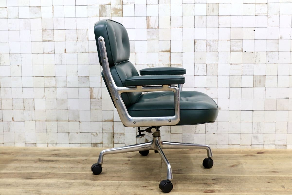 GMJO87C○Herman Miller / ハーマンミラー イームズ エグゼクティブチェア タイムライフチェア 本革 グリーン チャールズ&レイ 定価約95万