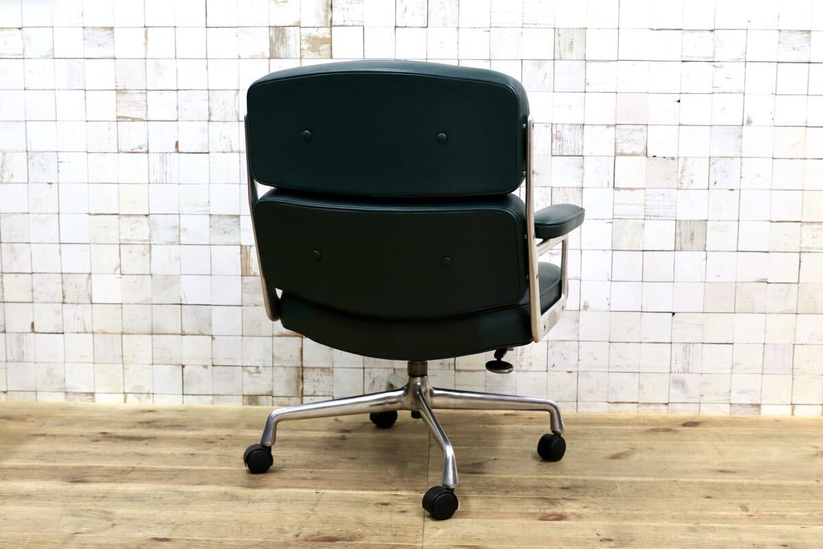 GMJO87C○Herman Miller / ハーマンミラー イームズ エグゼクティブチェア タイムライフチェア 本革 グリーン チャールズ&レイ 定価約95万