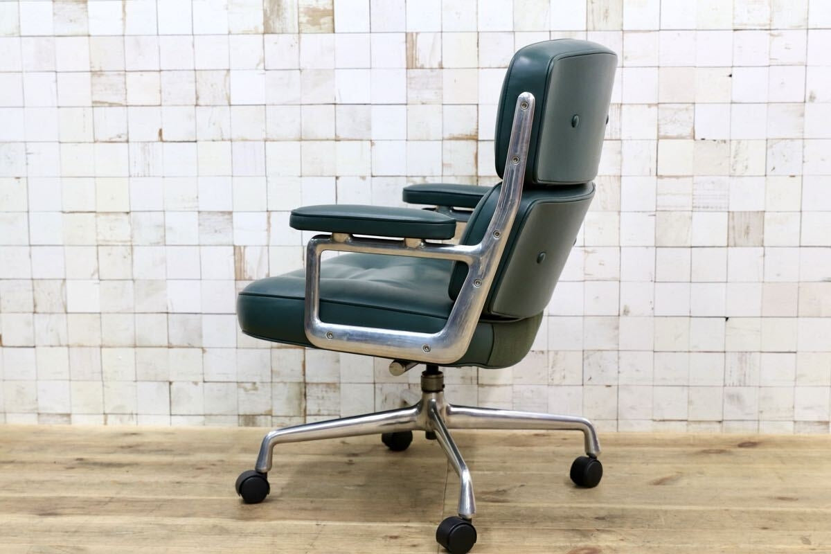 GMJO87C○Herman Miller / ハーマンミラー イームズ エグゼクティブチェア タイムライフチェア 本革 グリーン チャールズ&レイ 定価約95万