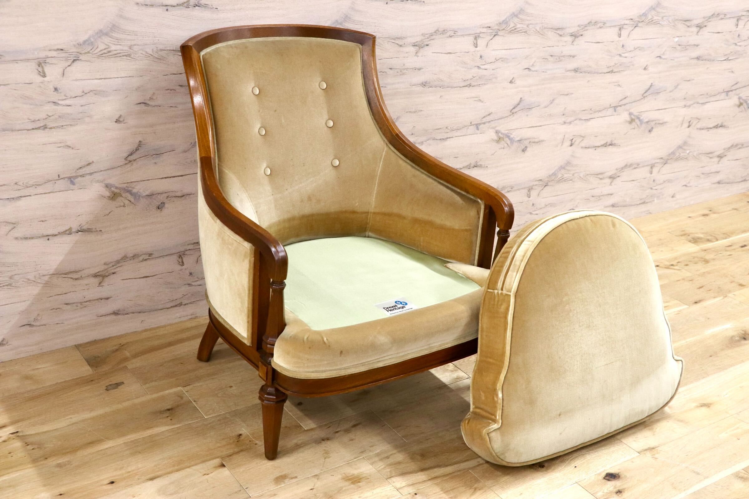 GMJK42○DREXEL HERITAGE / ドレクセルヘリテイジ Upholstery 1人掛けソファ シングルソファ クラシック ヴィンテージ 応接 読書椅子