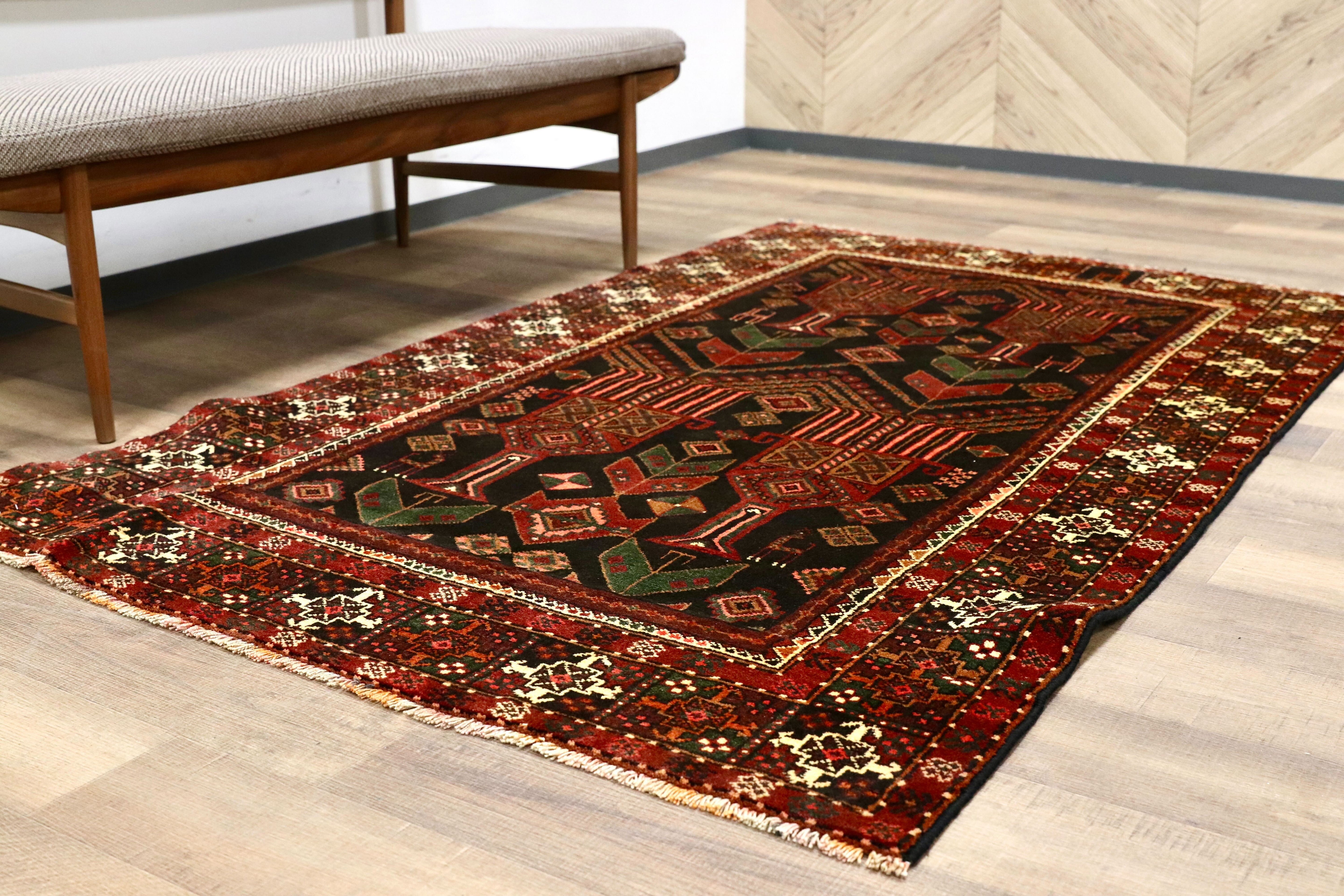 GMGO33○PERSIAN CARPET / ペルシャカーペット ペルシャ絨毯 手織り メダリオン トライバルラグ 70年代 ヴィンテージ デッドストック