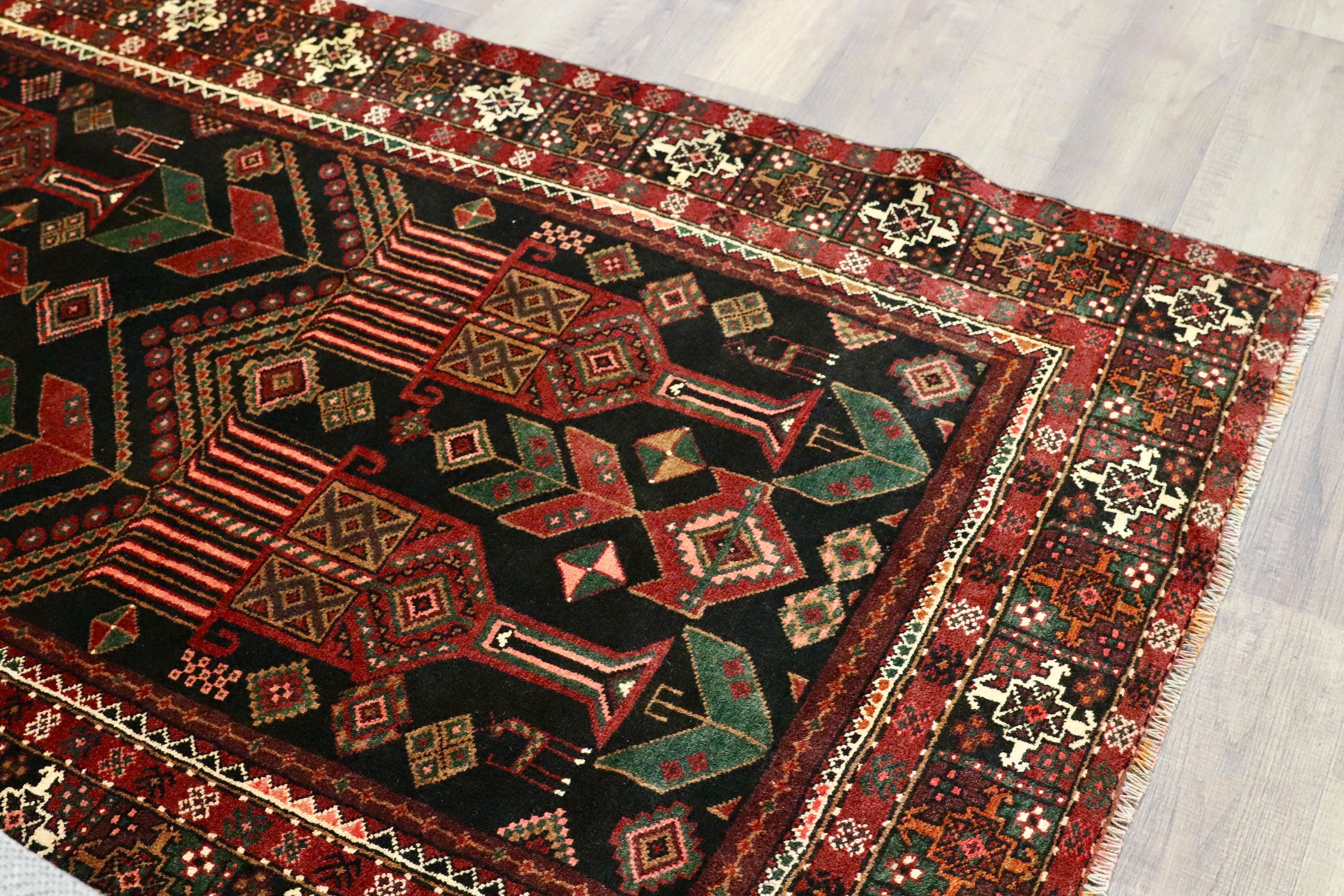 GMGO33○PERSIAN CARPET / ペルシャカーペット ペルシャ絨毯 手織り メダリオン トライバルラグ 70年代 ヴィンテージ デッドストック