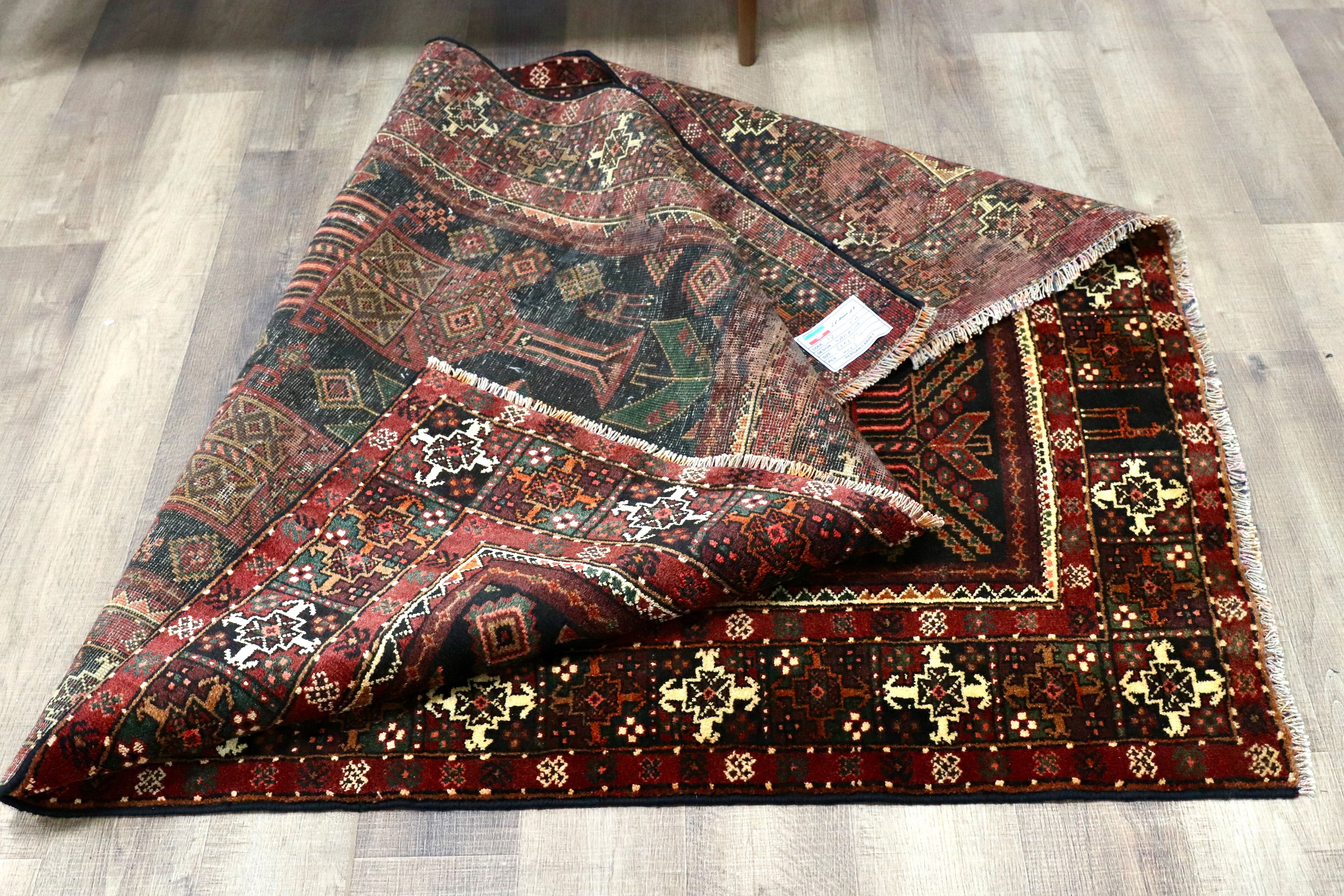 GMGO33○PERSIAN CARPET / ペルシャカーペット ペルシャ絨毯 手織り メダリオン トライバルラグ 70年代 ヴィンテージ デッドストック