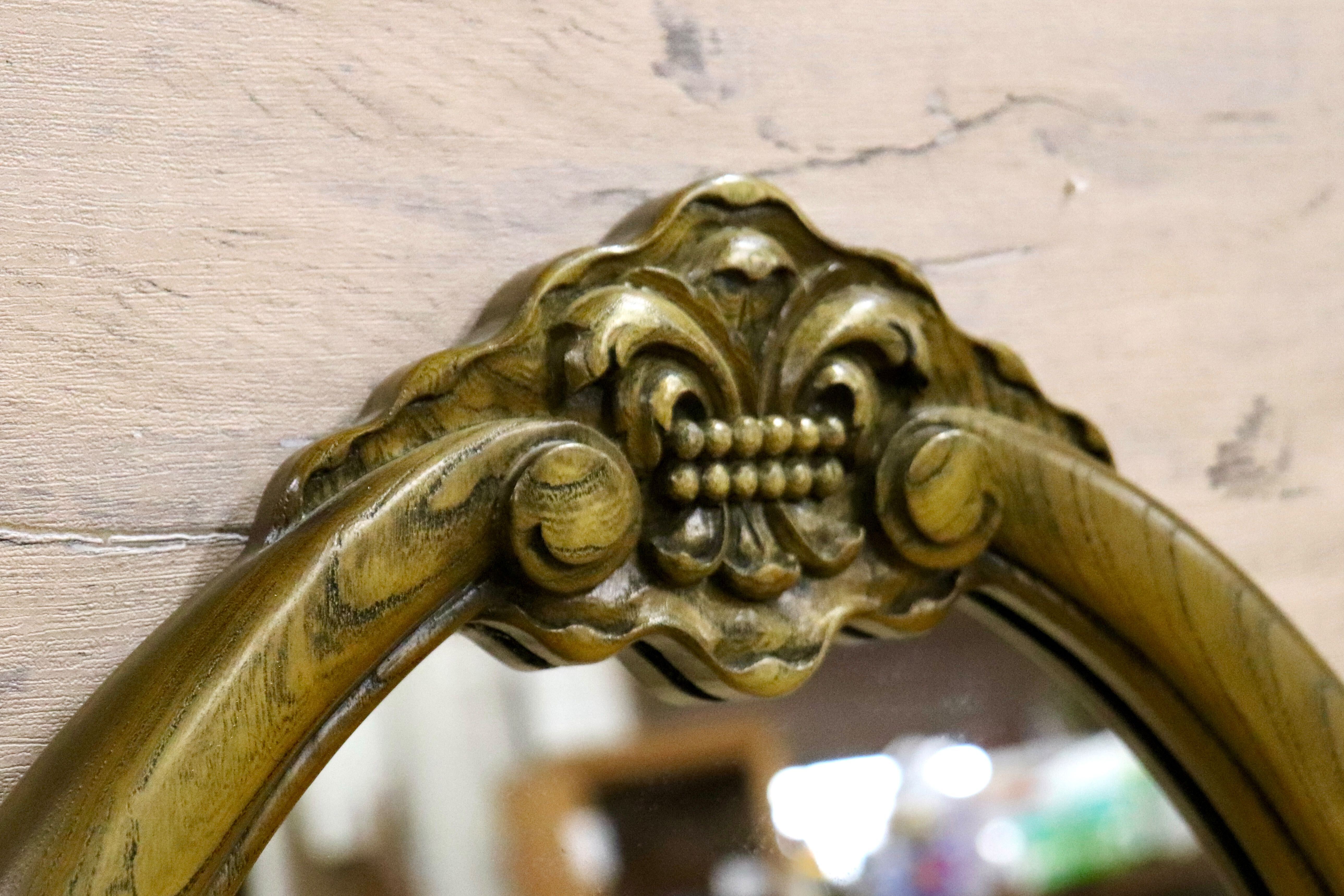 GMHH255○クラシカル ウォールミラー 木彫り 壁掛け鏡 木製フレーム ミラー クラシック 雑貨 楕円形