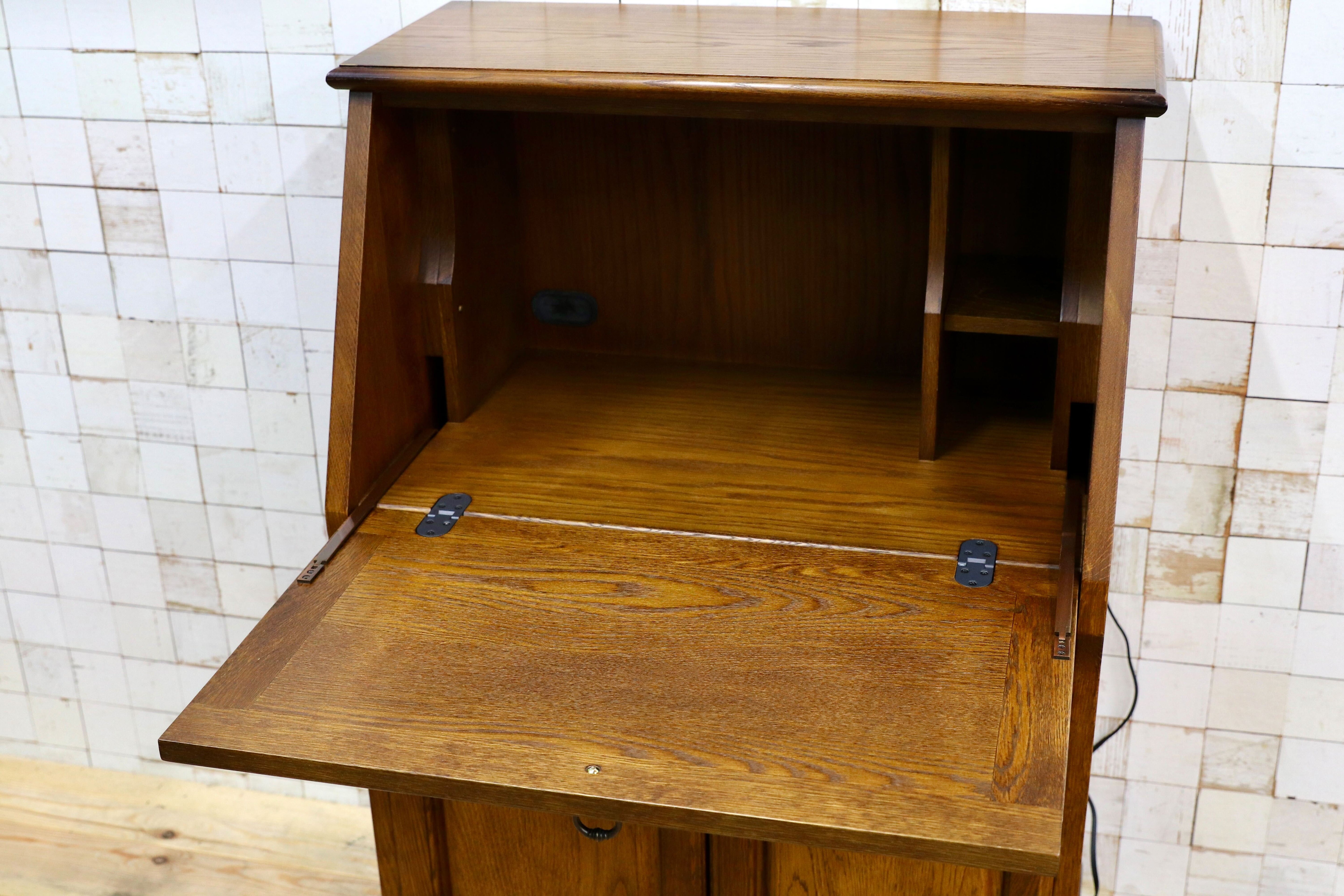 GMIH398○えぞ民芸家具 / EZO 蝦夷民芸家具 ライティングビューロー デスク 学習机 デスク 楢材 カントリー クラシック 約20万