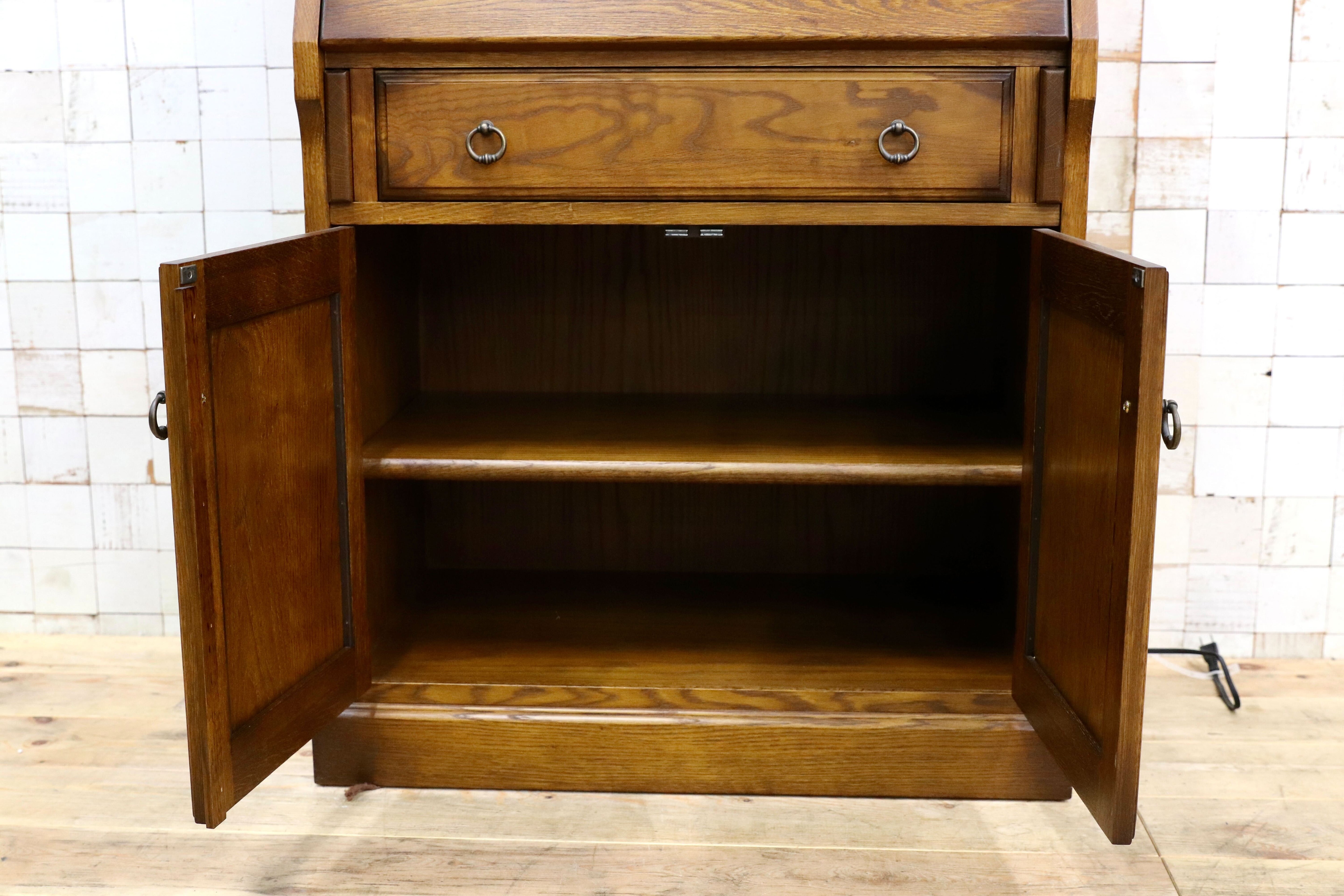 GMIH398○えぞ民芸家具 / EZO 蝦夷民芸家具 ライティングビューロー デスク 学習机 デスク 楢材 カントリー クラシック 約20万