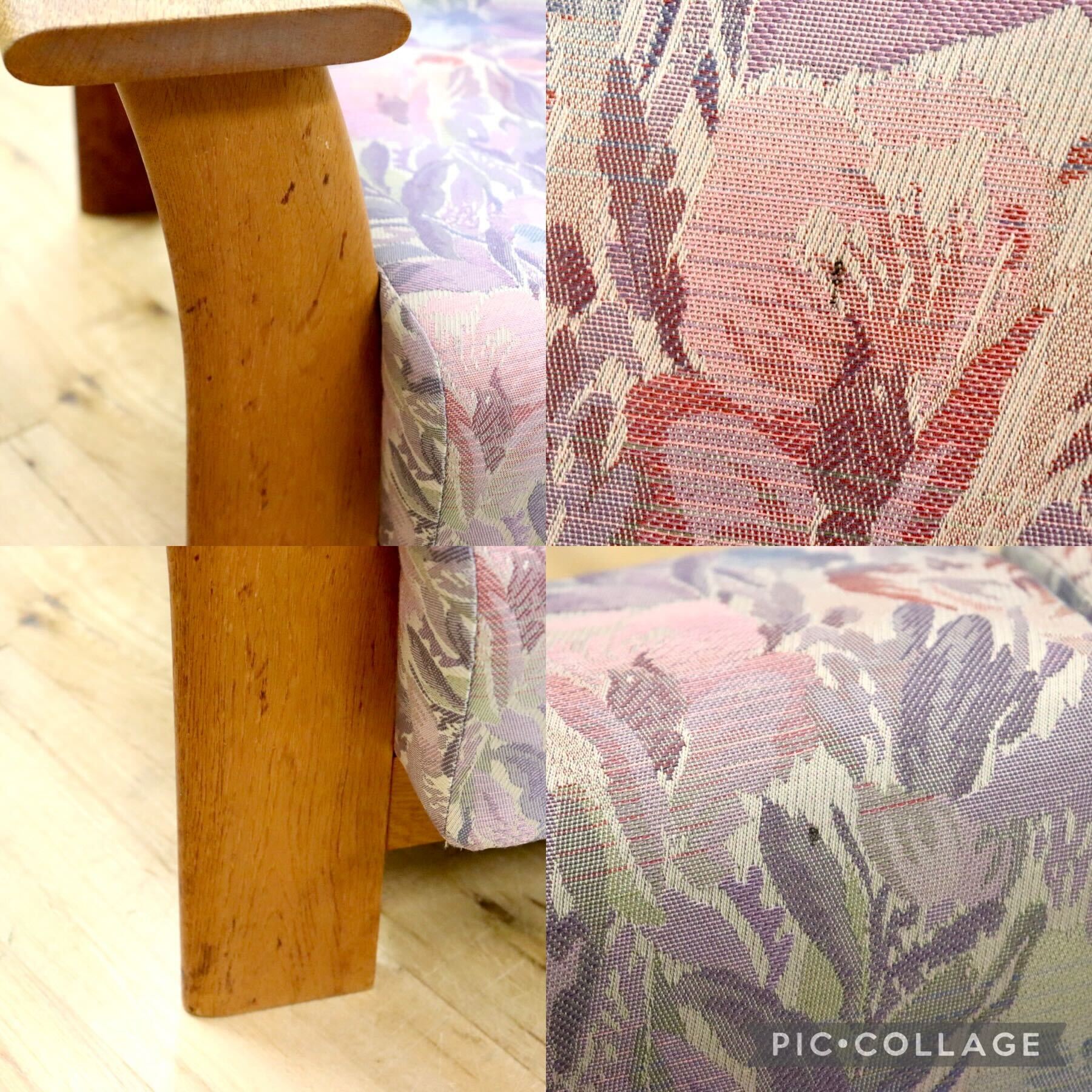 GMHK247A○TECHNA / テクナ 右肘アームソファ 2人掛けソファ ラブソファ ファブリック 花柄 IDC大塚家具 希少 アンティーク ヴィンテージ