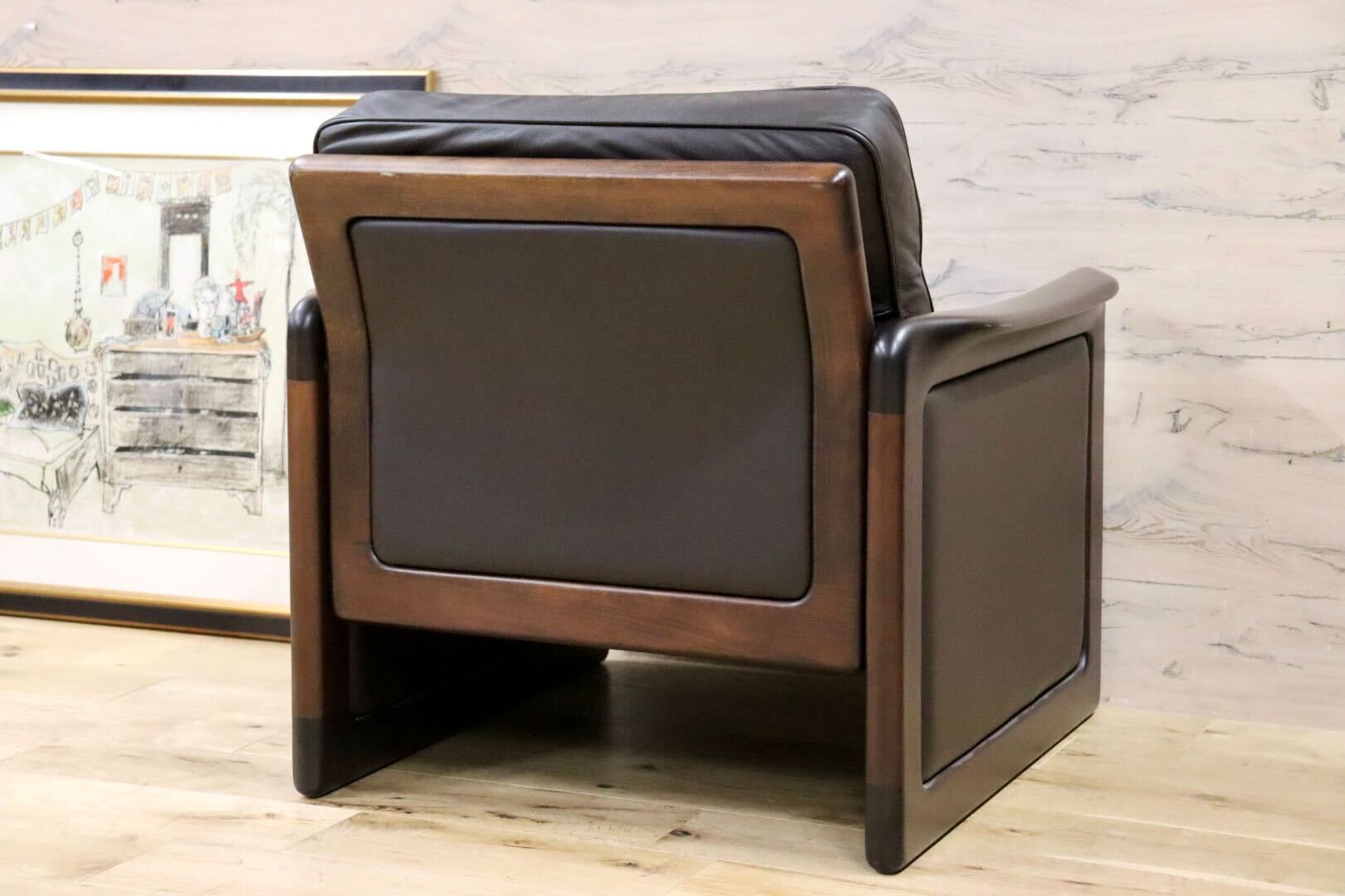 GMGK517B○Dyrlund / デューロン 1人掛けソファ シングルソファ 椅子 北欧 デンマーク ローズウッド 本革 希少 ヴィンテージ 約40万