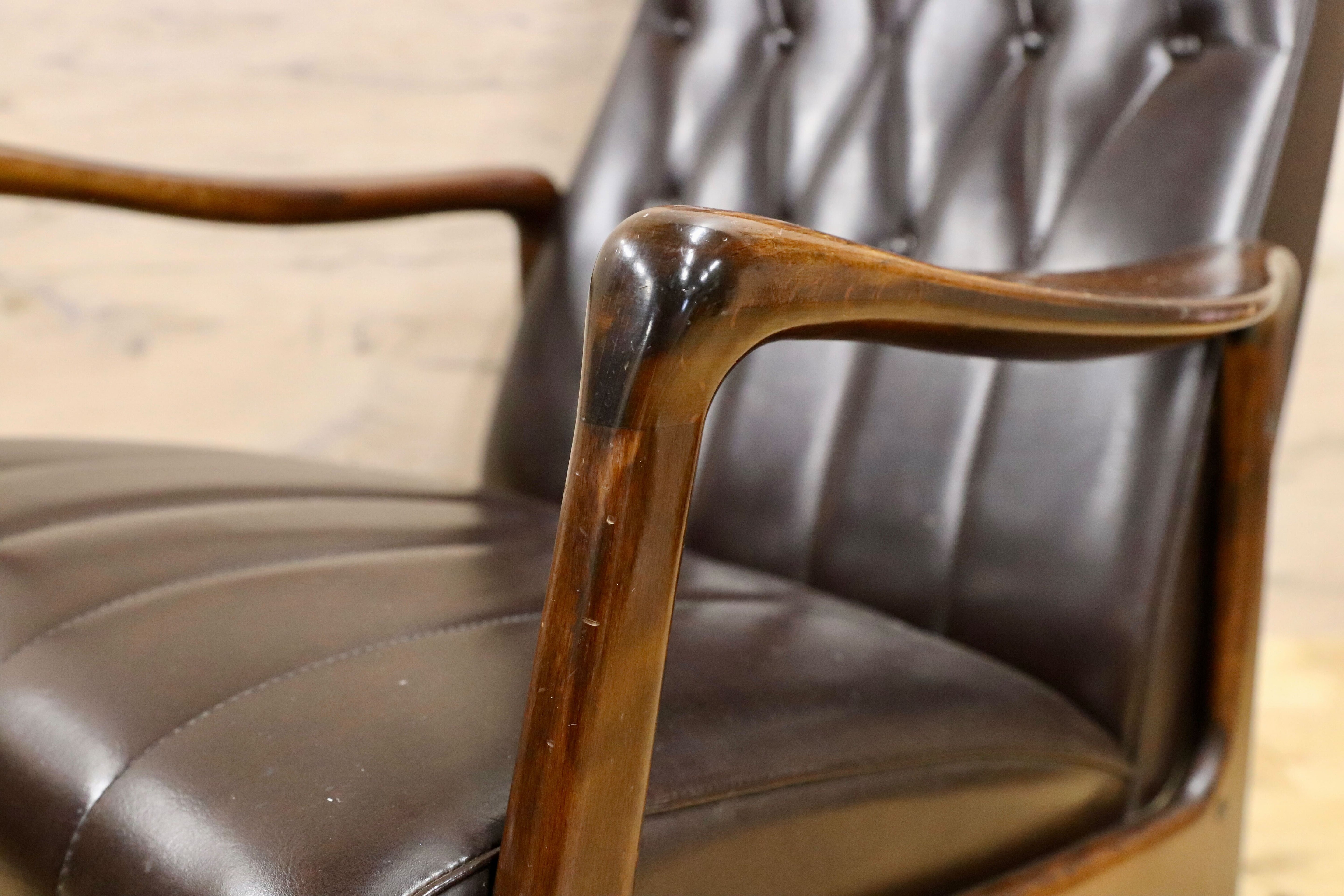 GMHK328○アンティーク ロッキングチェア ブナ材 昭和レトロ 揺り椅子 ビニールレザー 検)カリモク 松田家具 天童 マルニ