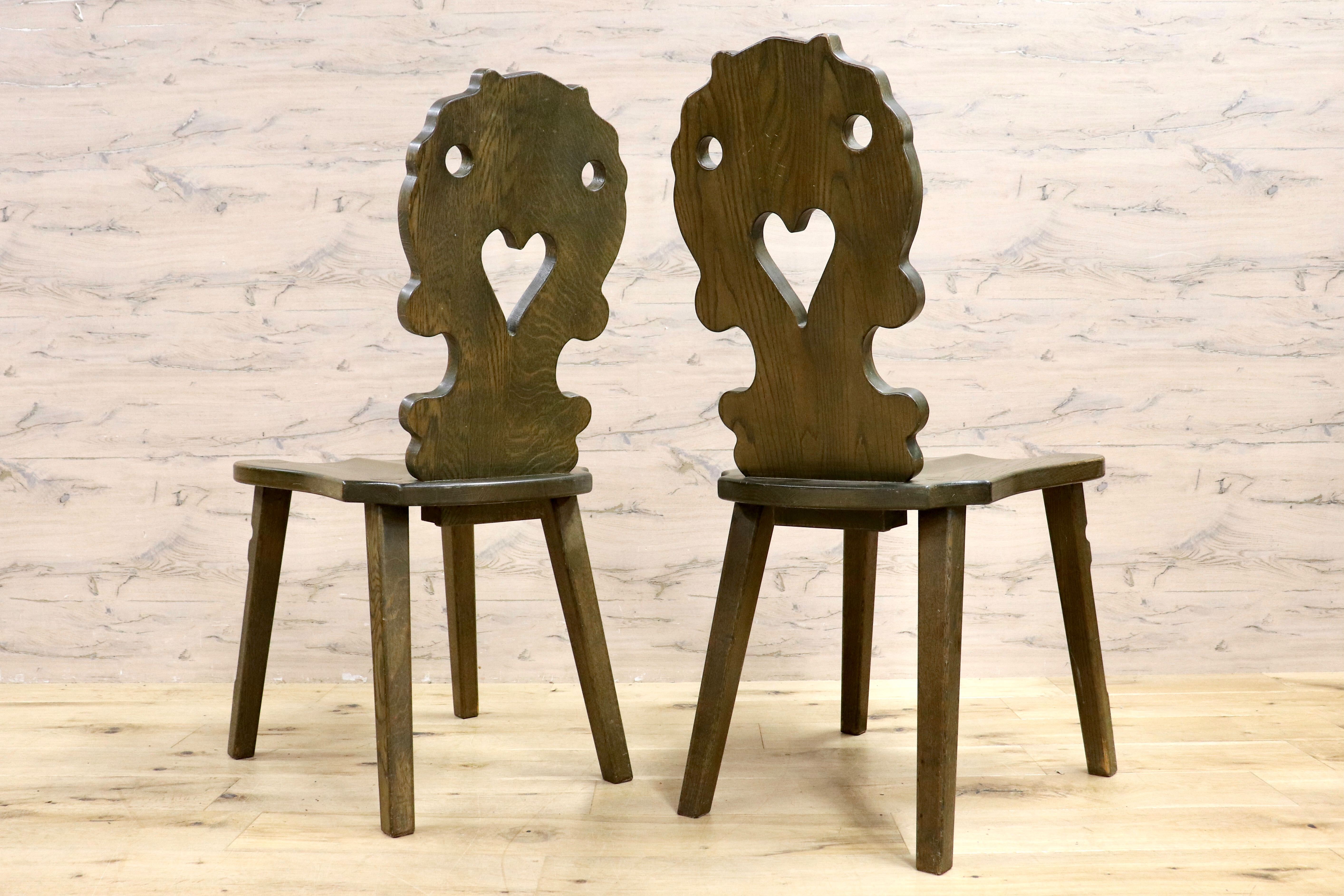 GMIK619B○ハート ダイニングチェア 2脚セット アームレスチェア 椅子 カントリー ヴィンテージ デザイン 木製家具