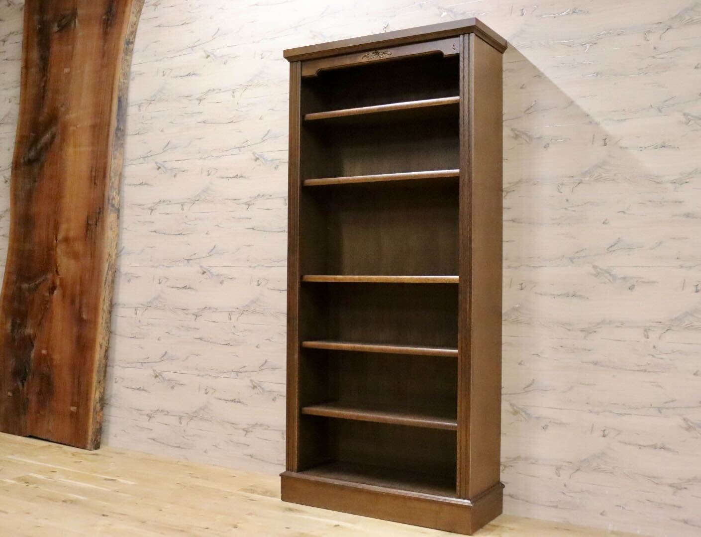 GMHK532○家具工房ドリーム 本棚 ブックシェルフ 書棚 本箱 収納棚 飾り棚 楢材 旭川家具 オープンシェルフ キャビネット 検)三越 山室