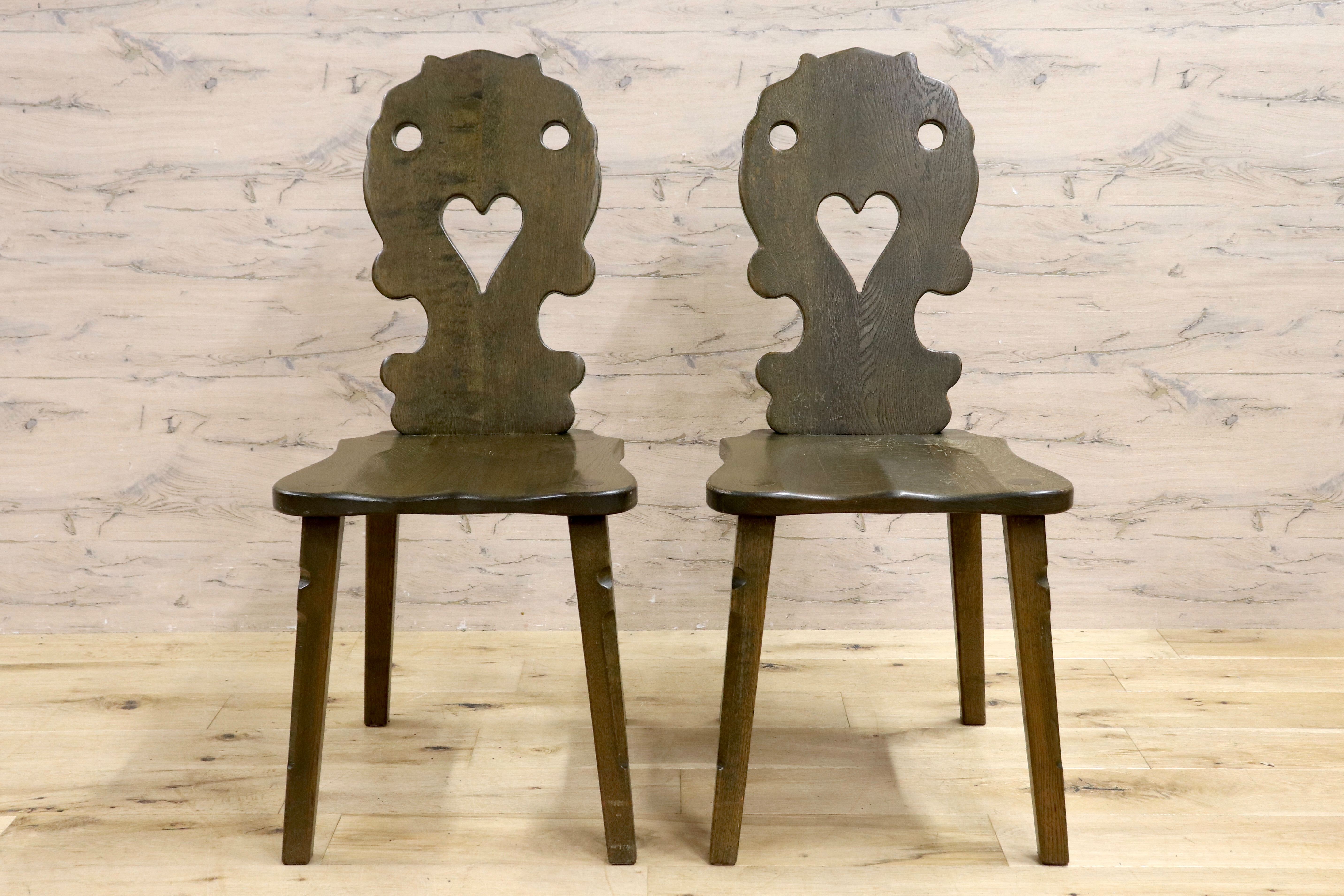 GMIK619C○ハート ダイニングチェア 2脚セット アームレスチェア 椅子 カントリー ヴィンテージ デザイン 木製家具
