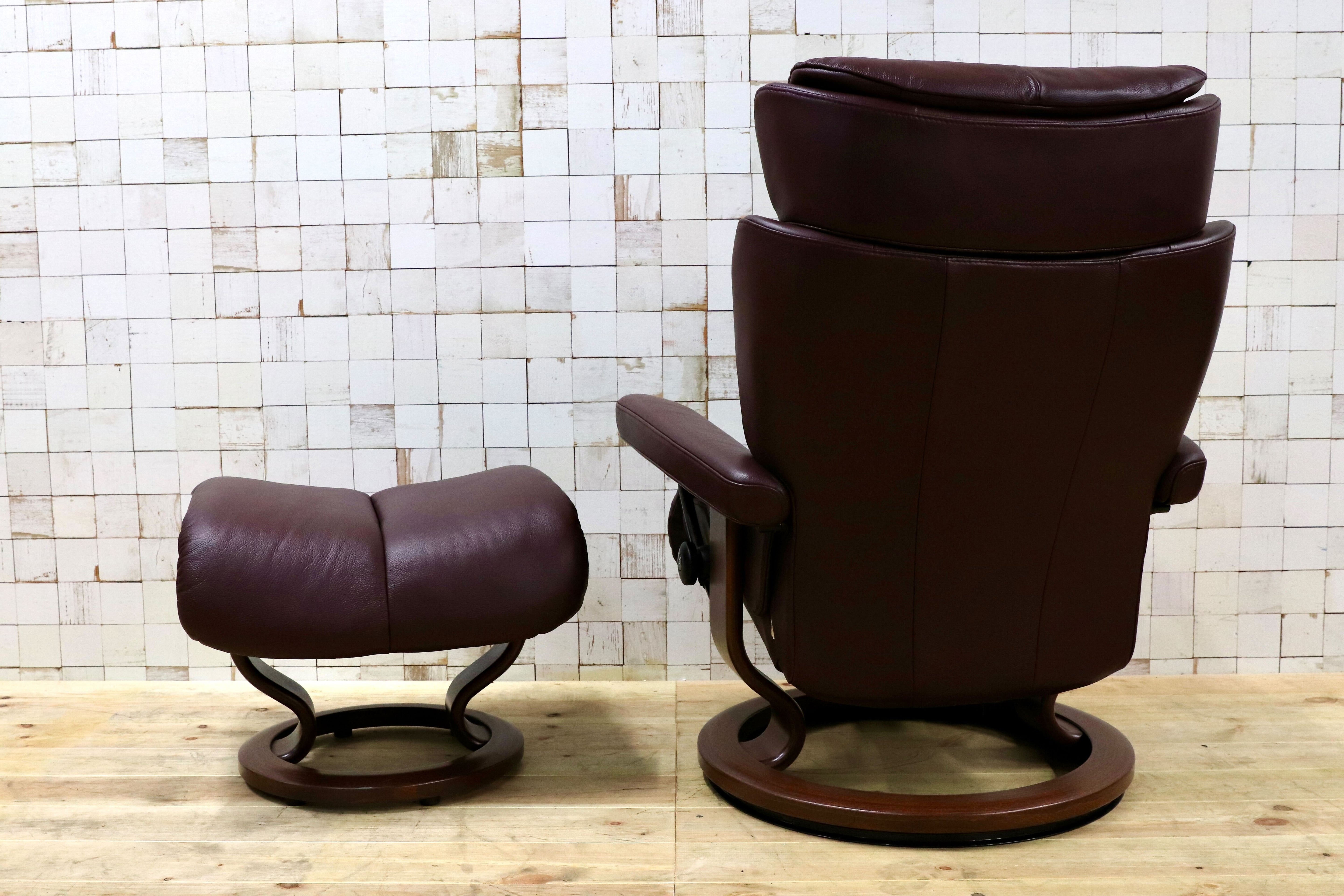 GMHS505○EKORNES / エコーネス ストレスレス Magic マジック M 本革 ボルドー色 北欧 ノルウェー リクライニングチェア 最高級 椅子
