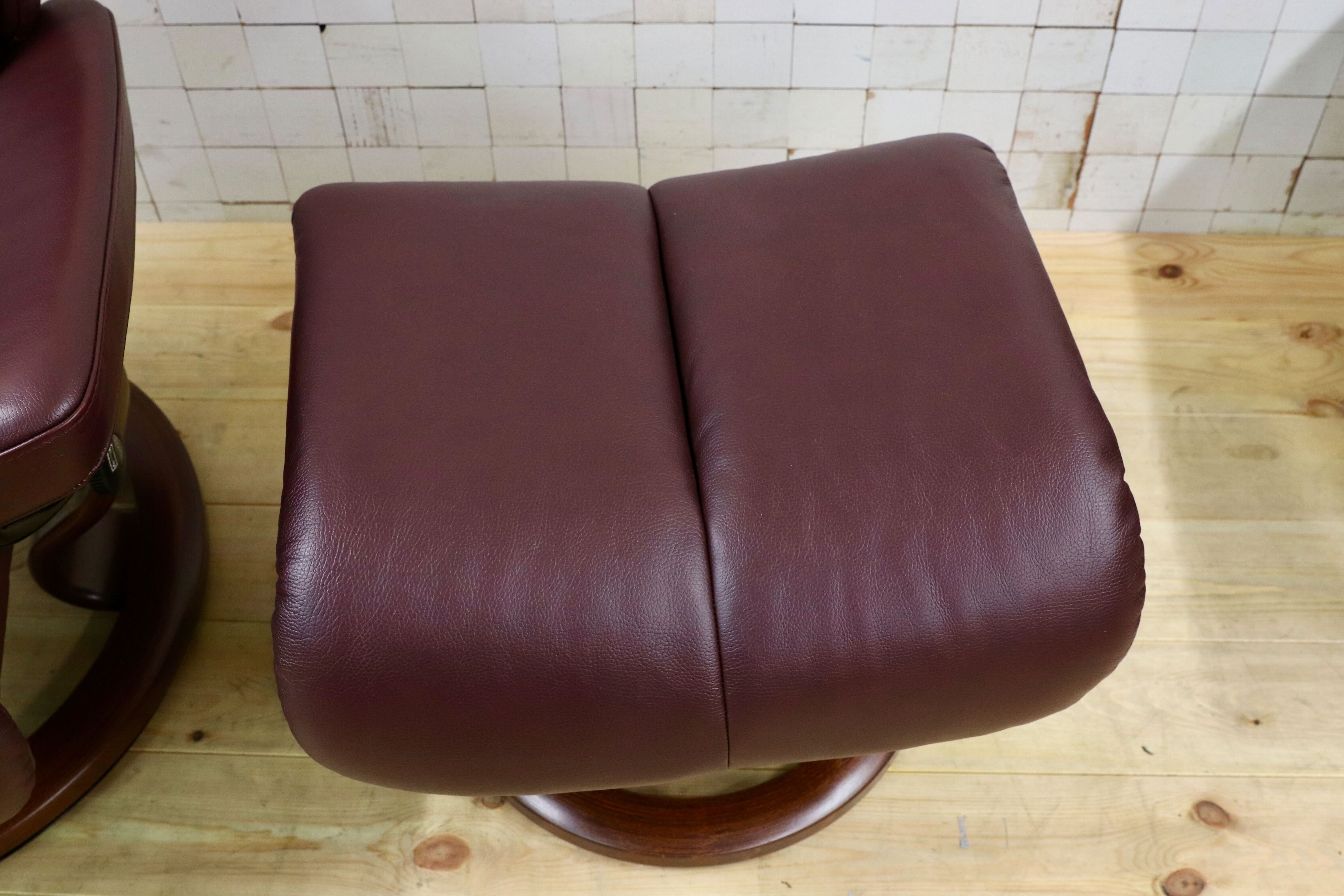 GMHS505○EKORNES / エコーネス ストレスレス Magic マジック M 本革 ボルドー色 北欧 ノルウェー リクライニングチェア 最高級 椅子