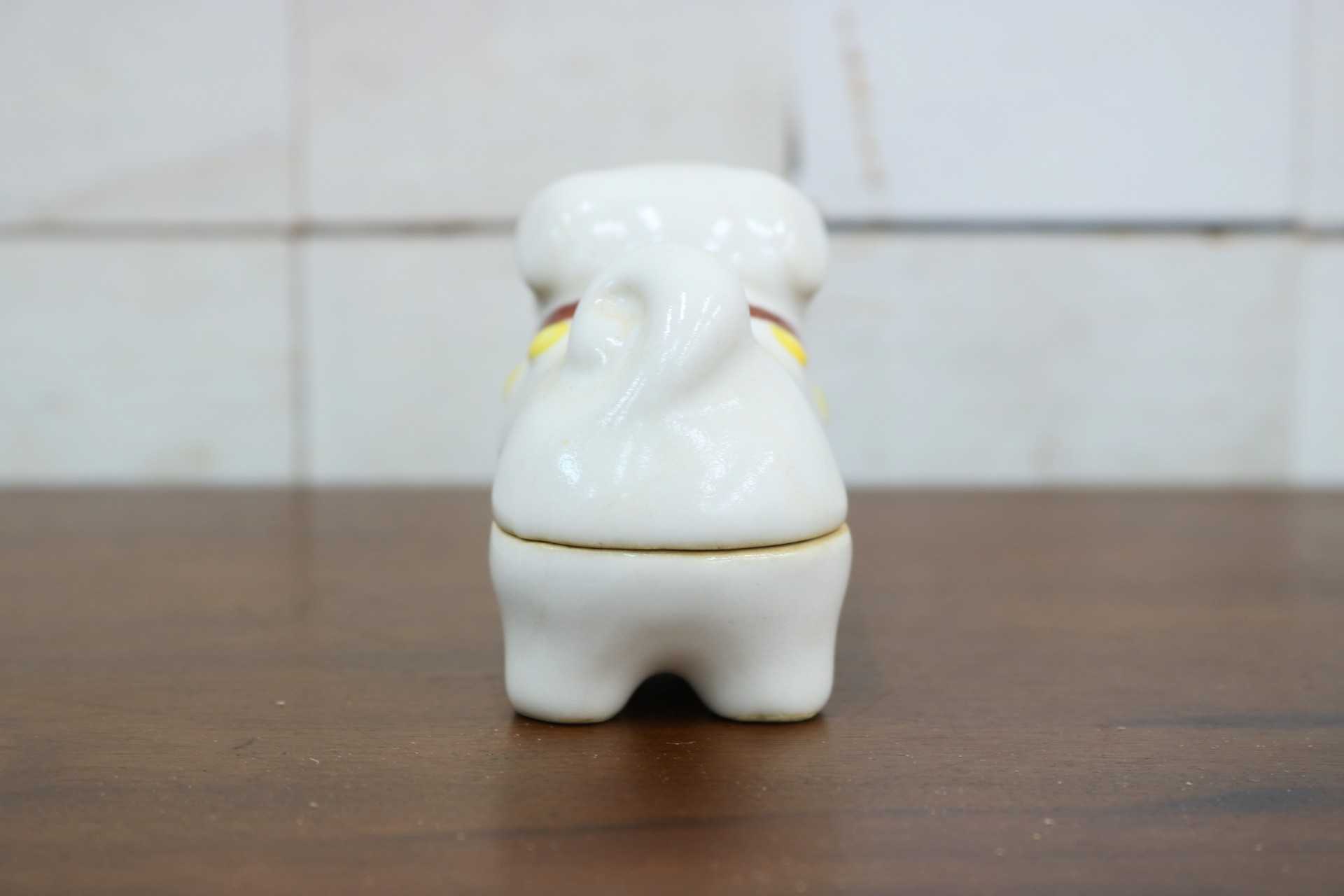 GMJK371M〇紀州焼 葵窯 二代 寒川栖豊 置物 小物入れ 茶道具 香合 犬 戌 干支 縁起物 共箱 陶器 焼物