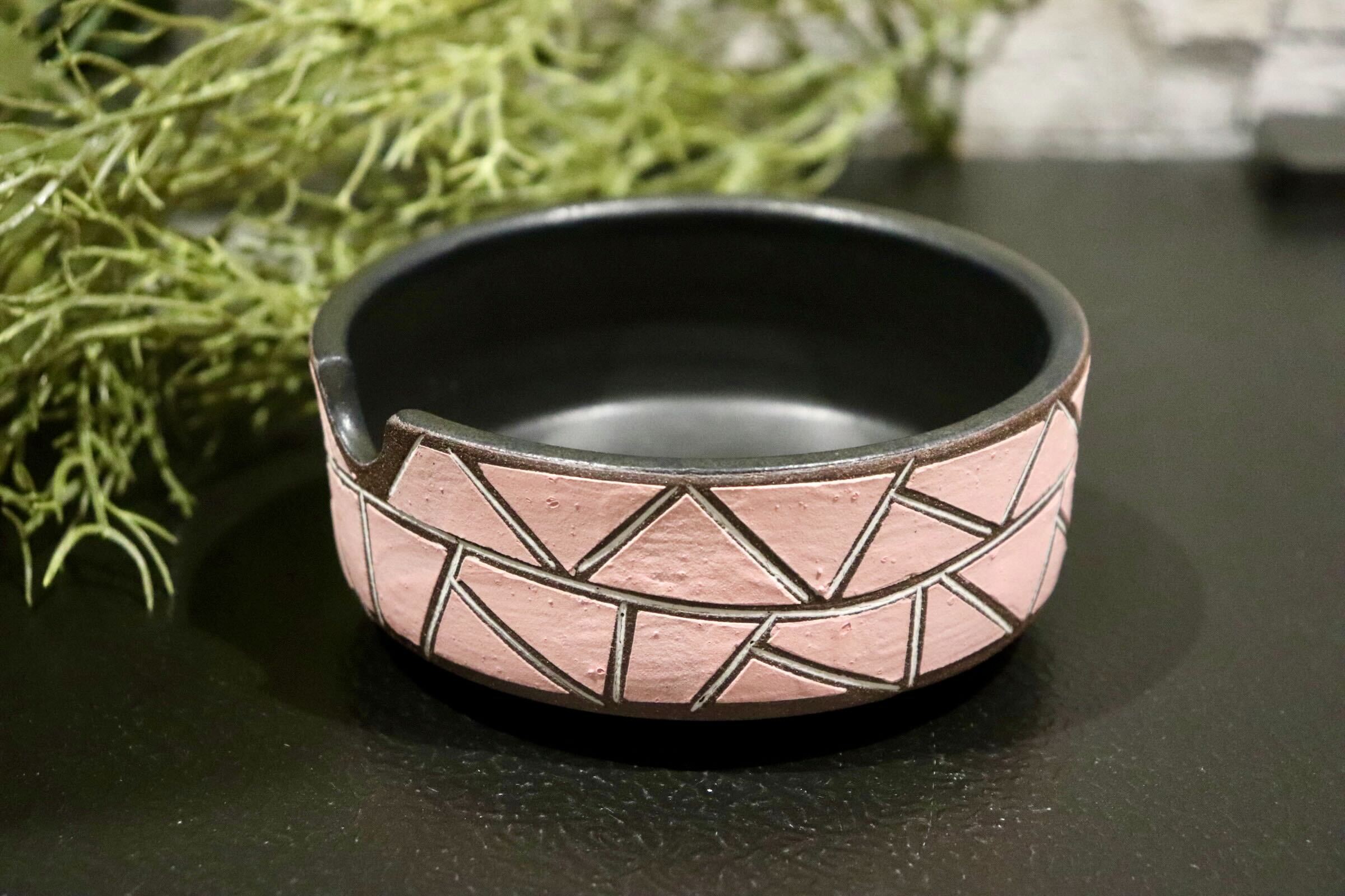 GMIO82◯市野悟窯 丹波焼 ピンク灰皿 陶器 灰皿 市野哲次 伝統工芸 丹波篠山 未使用