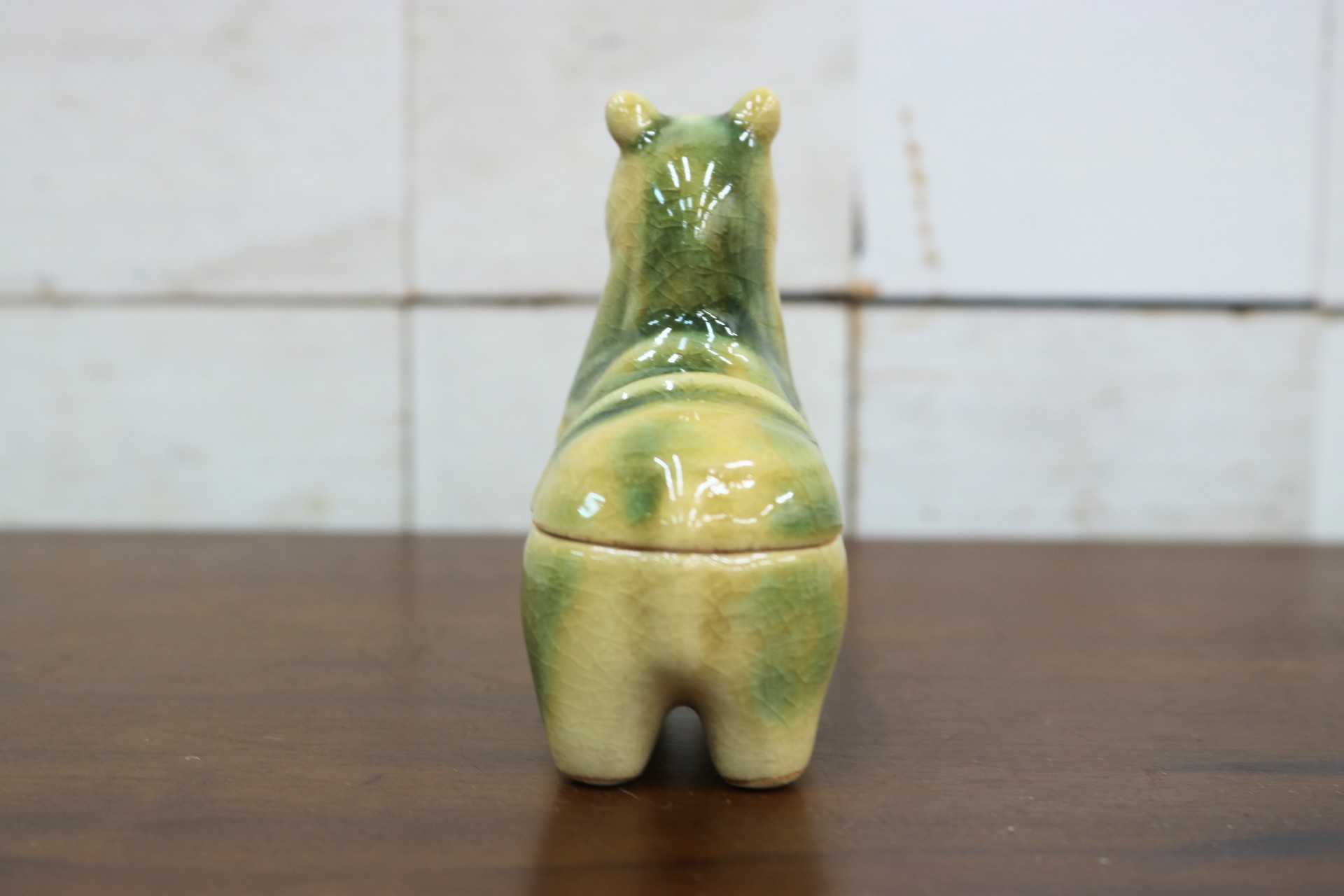 GMJK371P〇紀州焼 葵窯 二代 寒川栖豊 置物 小物入れ 茶道具 香合 馬 午 干支 縁起物 共箱 陶器 焼物