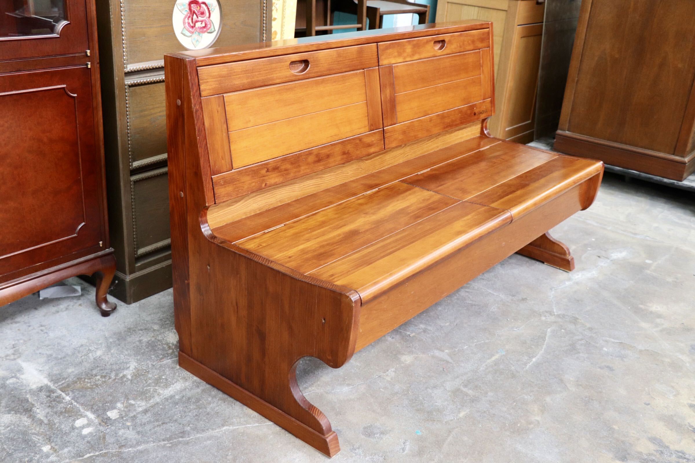 GMHF29B◯東海家具 / TOKAI CANADIAN ロッキー ラブチェア 木製ベンチ 長椅子 カントリー レトロ ヴィンテージ 廃番 定価約12.7万 希少