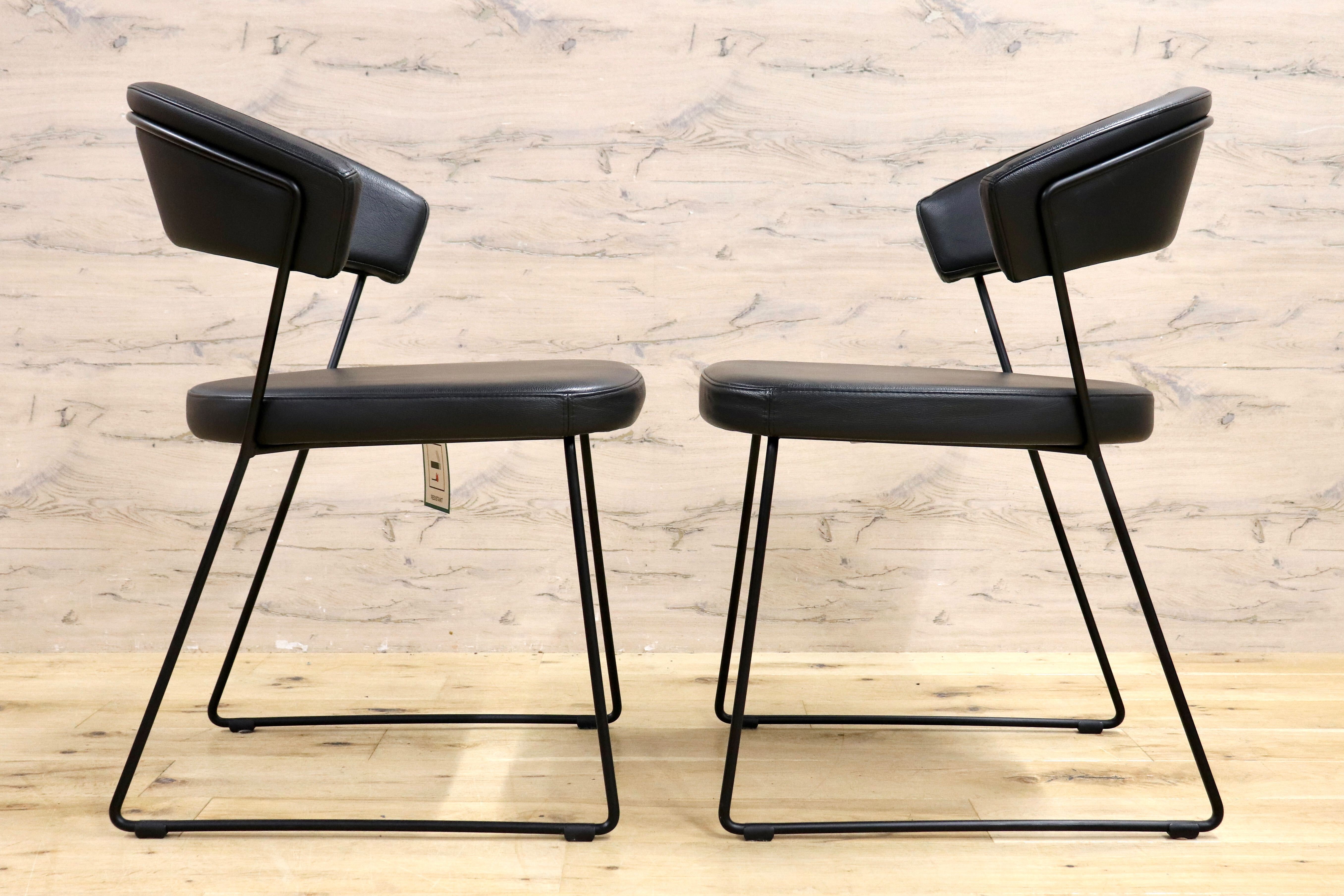 GMIS333A○Calligaris / カリガリス Connubia コヌビア New York ニューヨーク ダイニングチェア 2脚セット レザー モダン 定価約11万