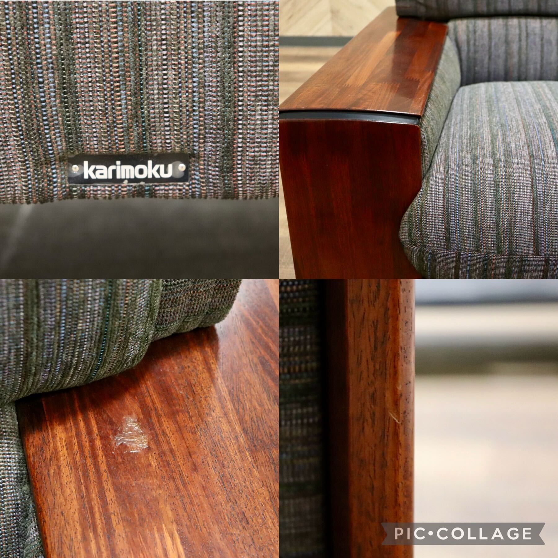 GMGN482A○karimoku / カリモク vivente ビベンテ 1人掛けソファ シングルソファ 応接 ファブリック 花梨材 定価約19万 稀少